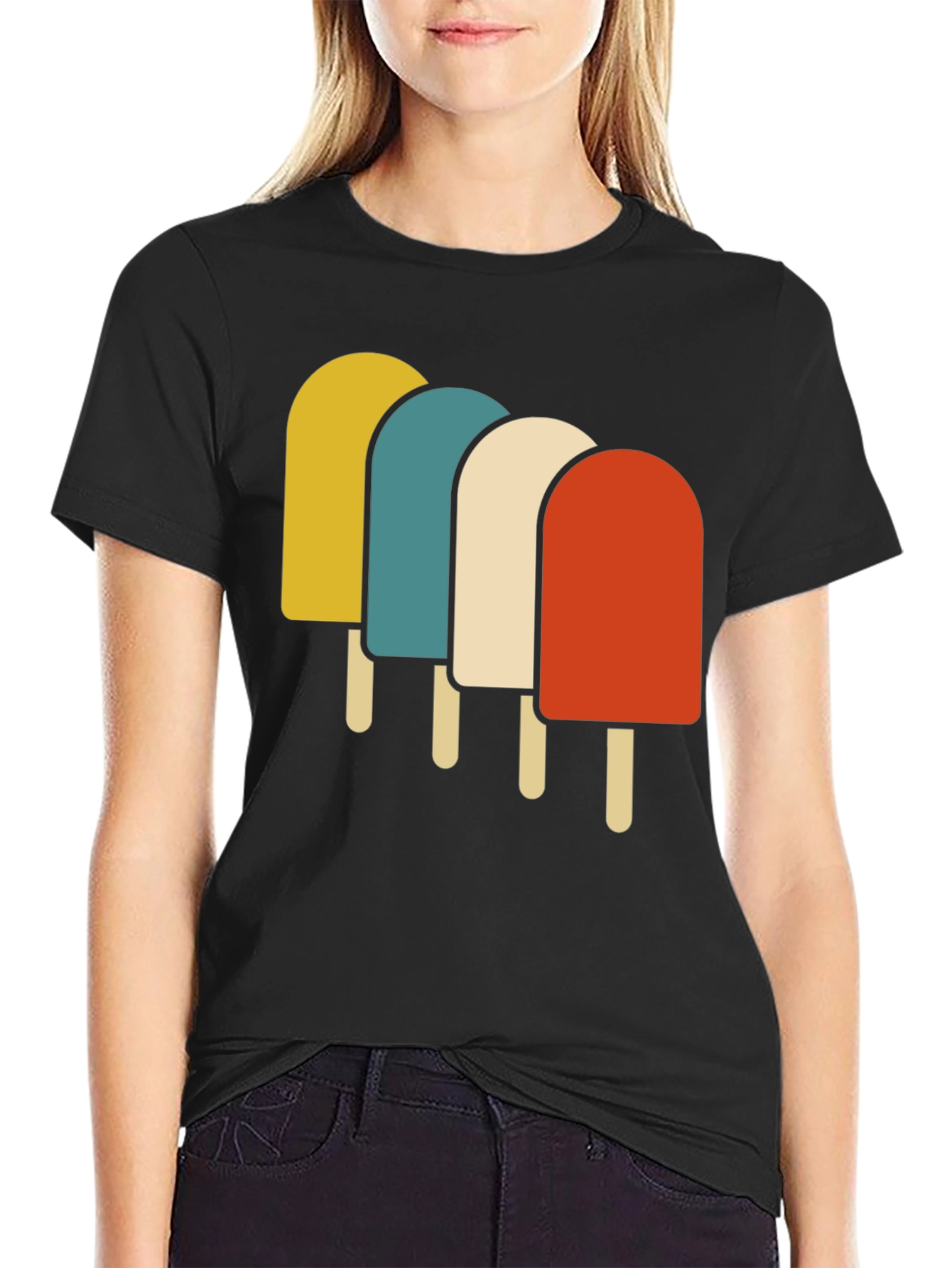 Black Retro Popsicle Graphic Tee - Cool Summer Vibes! view 2