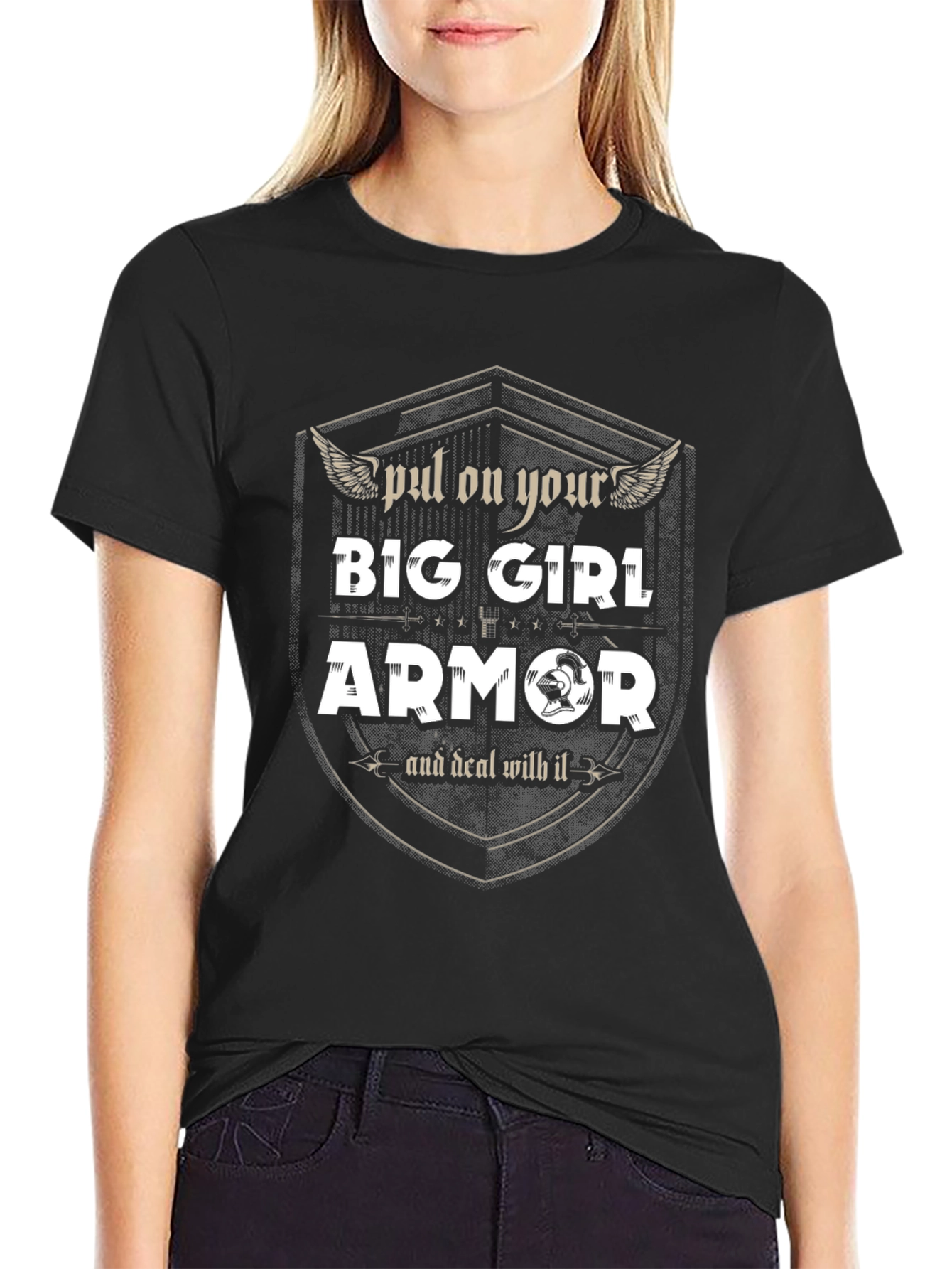 Black Big Girl Armor Graphic Tee - Empowering Fashion view 2
