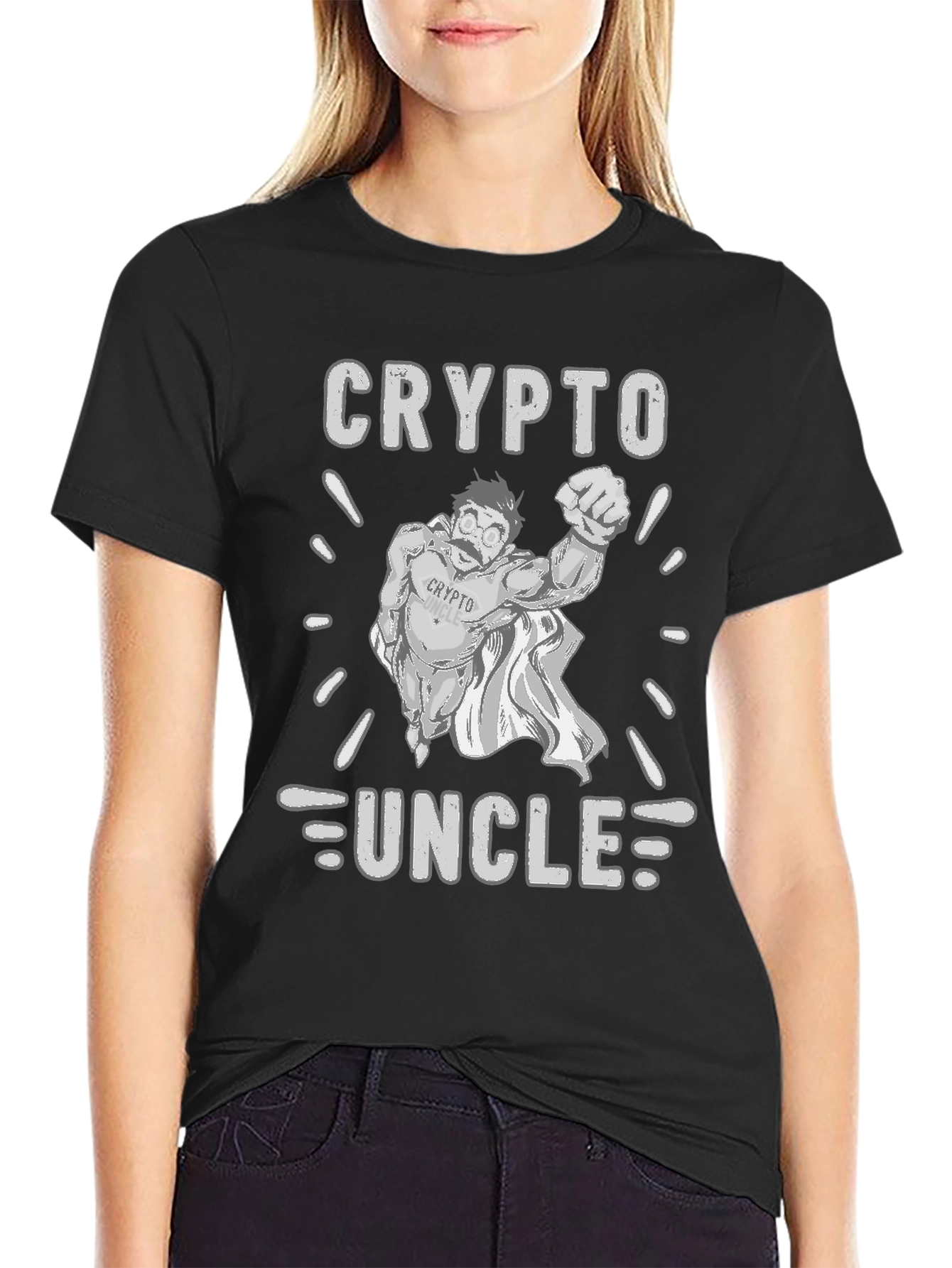 Black Crypto Uncle T-Shirt - Black Cotton Tee view 2