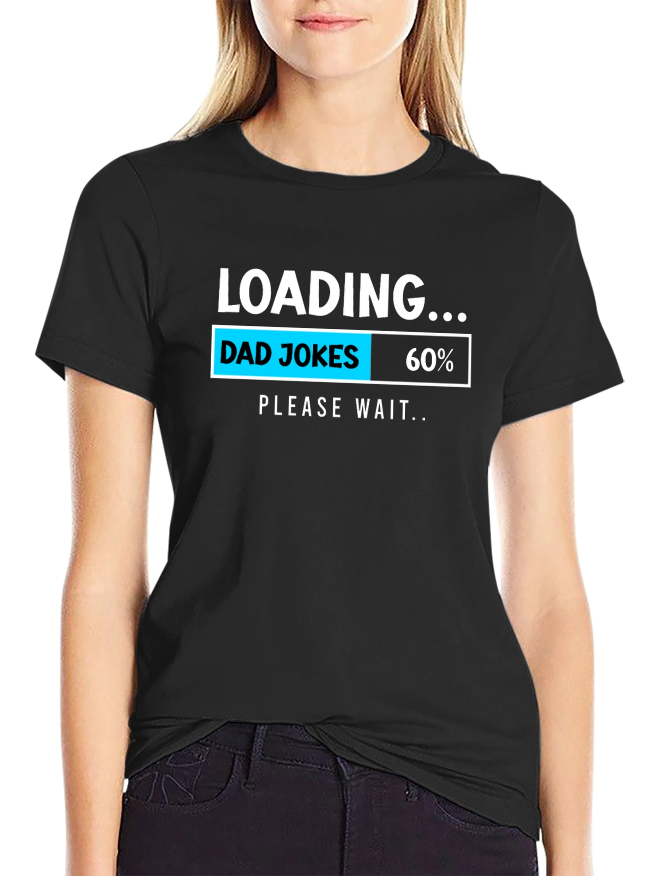 Black Dad Jokes Loading T-Shirt - 60% Complete! view 2