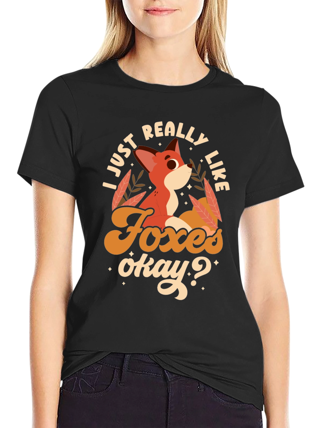 Black Fox Lover's Tee: I Just Really Like Foxes Okay? view 2