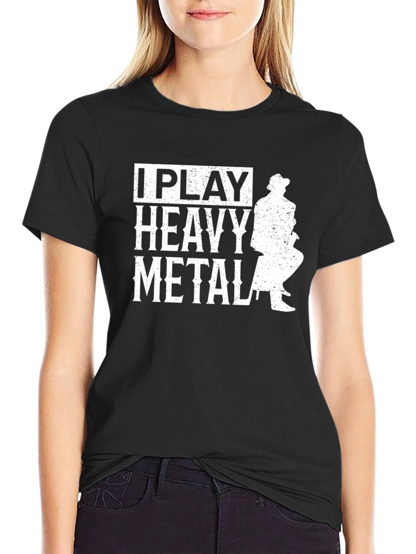 Black I Play Heavy Metal Graphic Tee - Black view 2