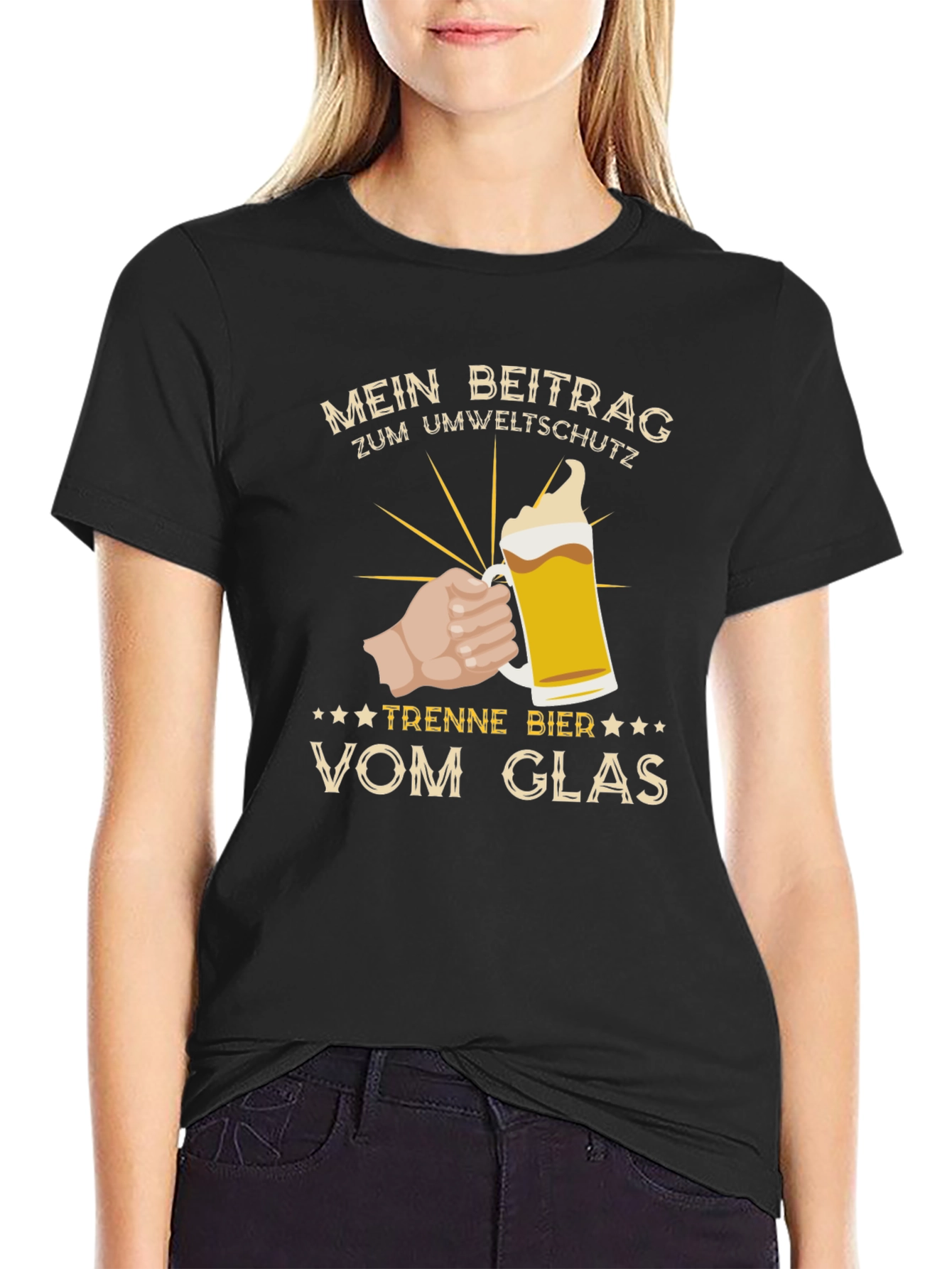 Black Men's Black 'Mein Beitrag' Beer Graphic Tee view 2