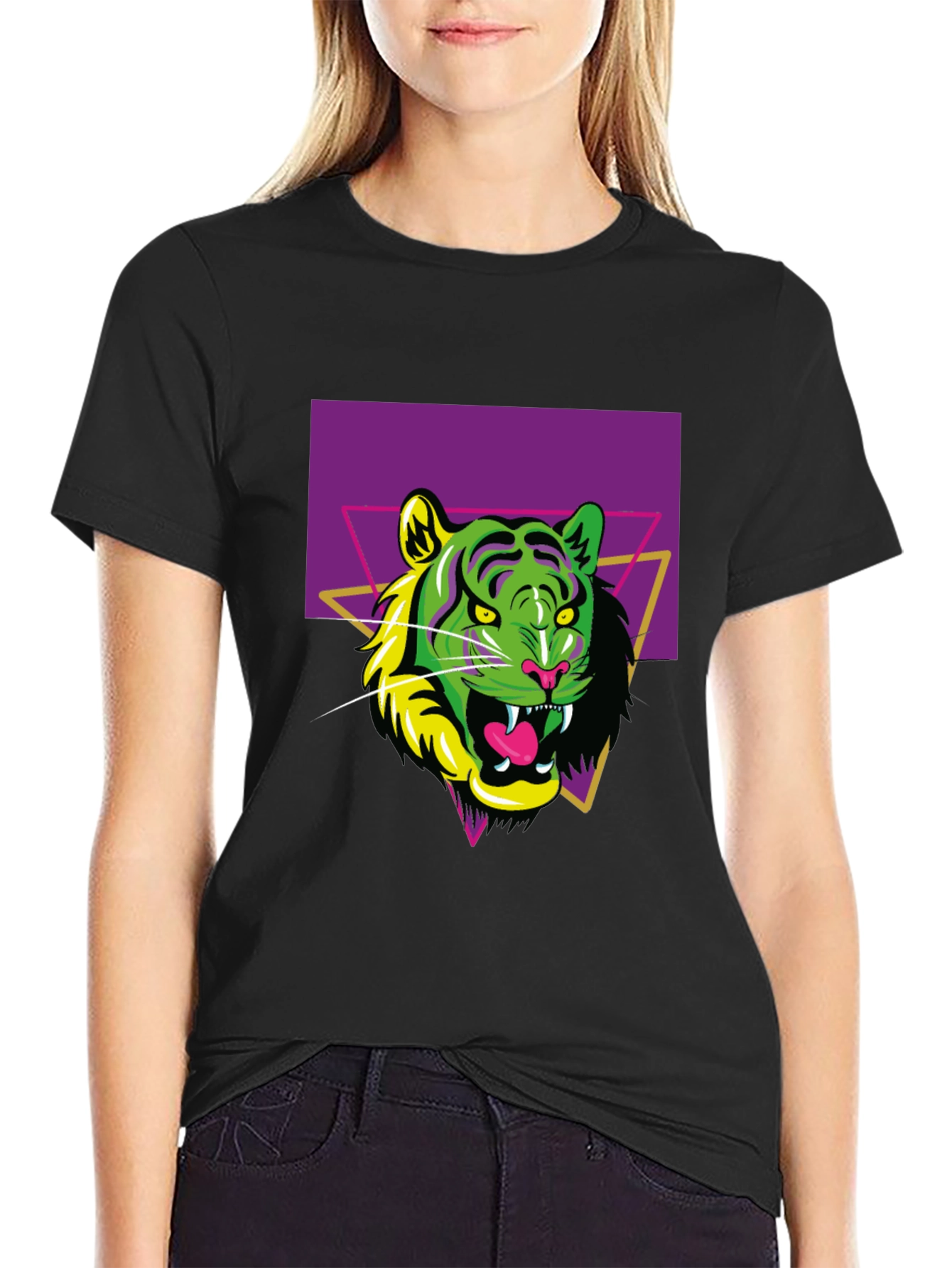 Black Retro Tiger Graphic Tee - Men's Black T-Shirt view 2