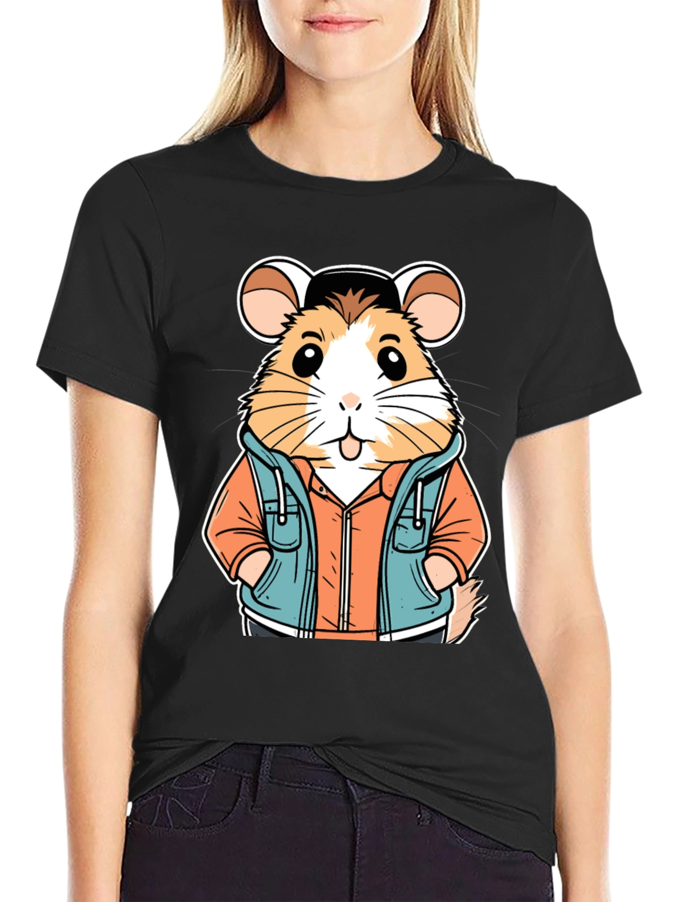 Hamster in Hoodie T-Shirt: Cool Cartoon Design - 2