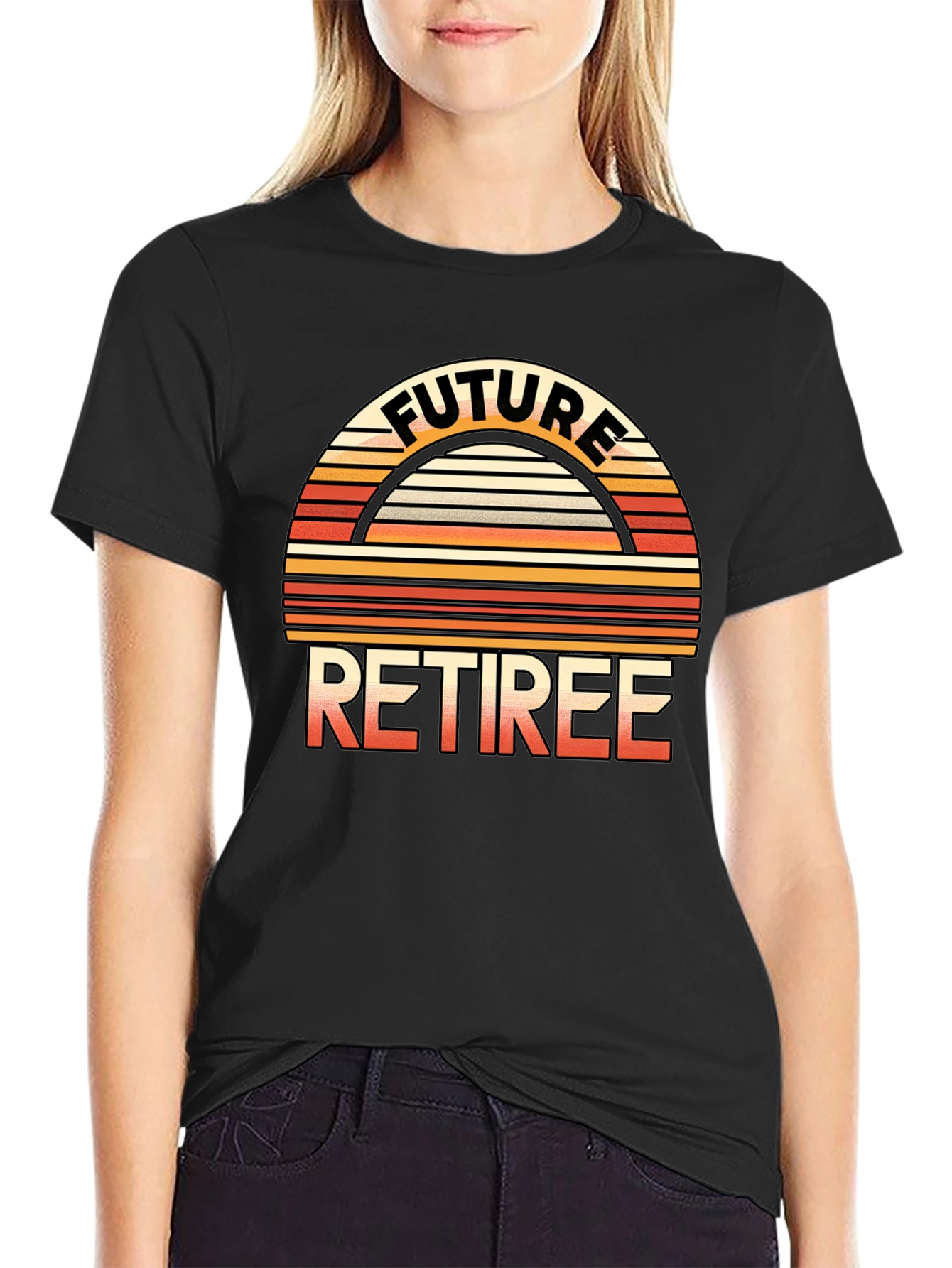 Black Future Retiree Graphic T-Shirt - Retro Style view 2