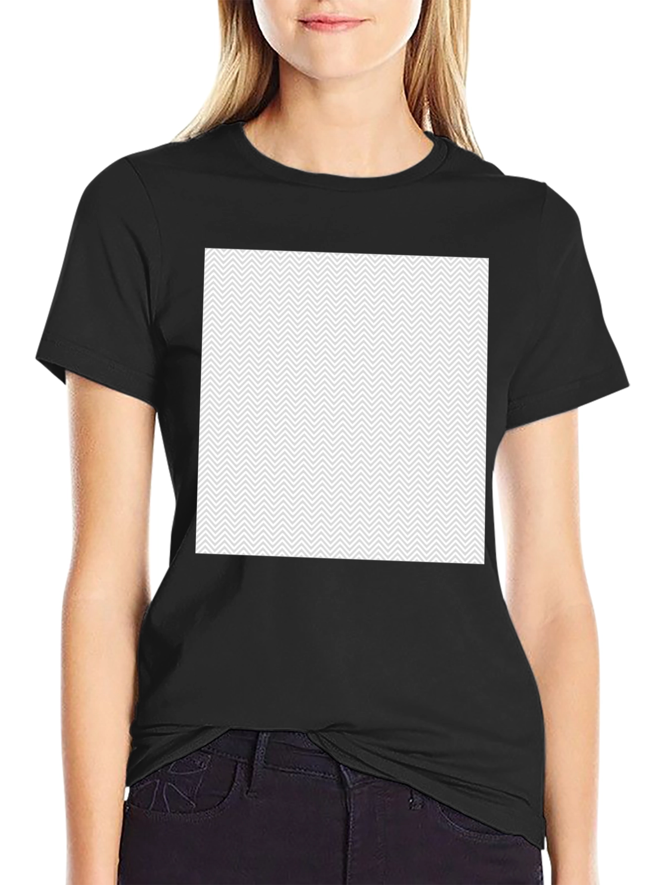 Black Stylish Black Tee with Geometric Print view 2