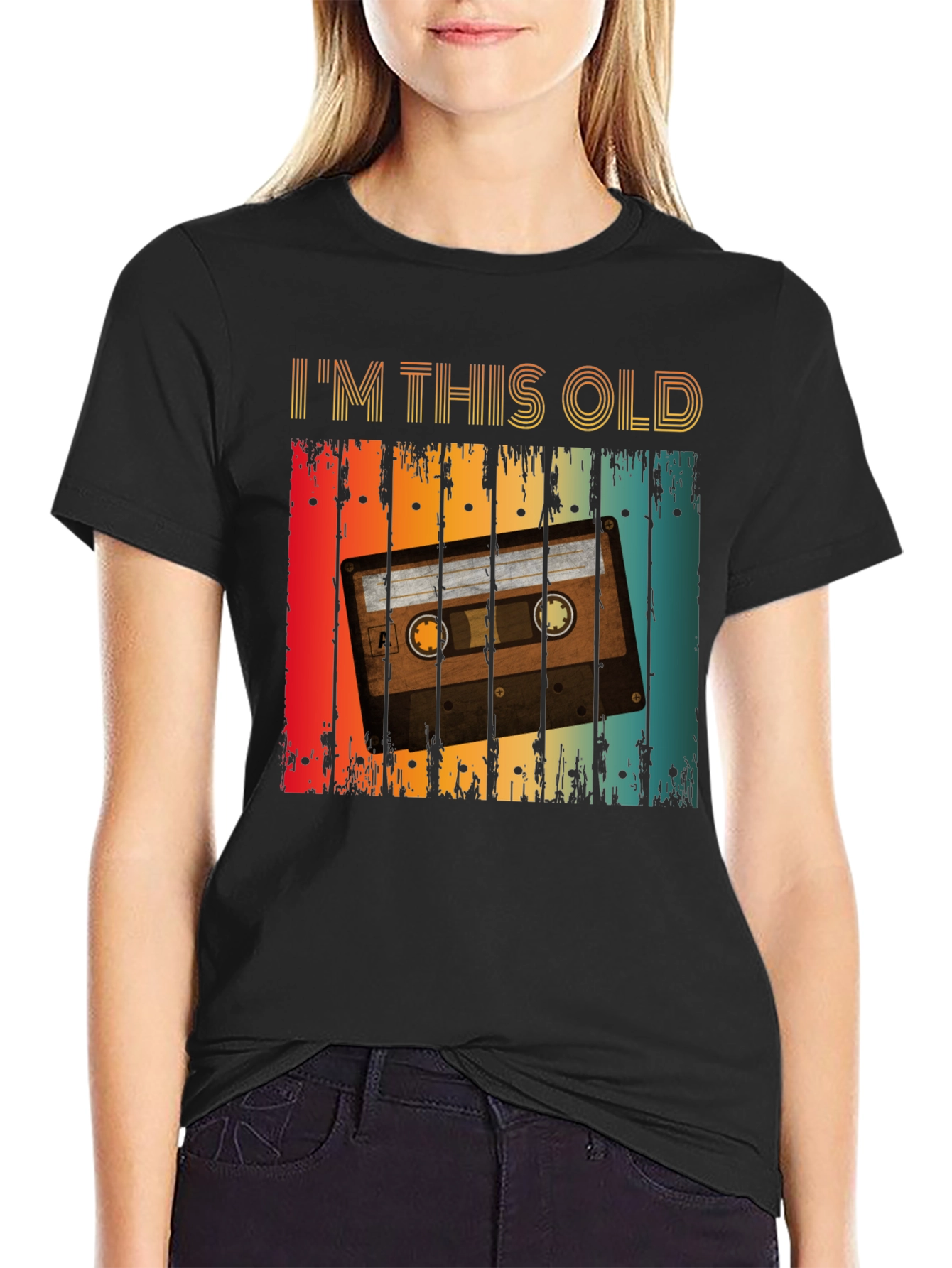 Black Retro Cassette Tape T-Shirt - I'm This Old view 2