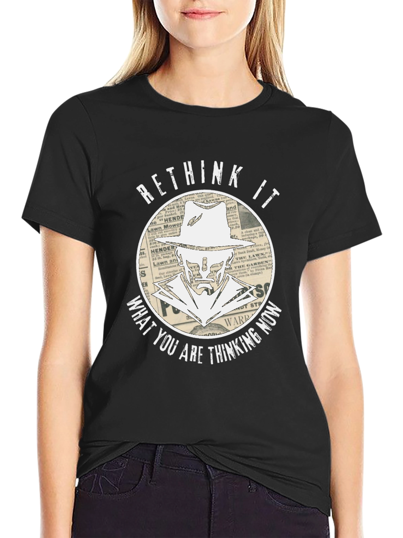 Black Rethink It Graphic T-Shirt - Stylish Design view 2