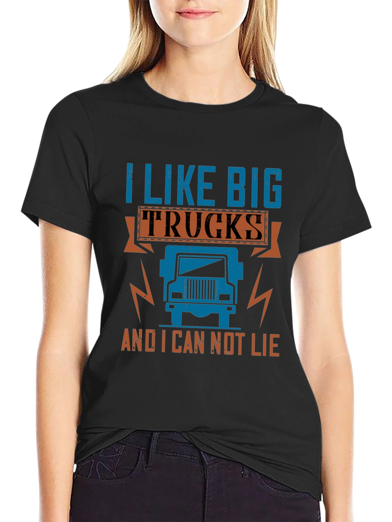 Black I Like Big Trucks T-Shirt - Novelty Graphic Tee view 2