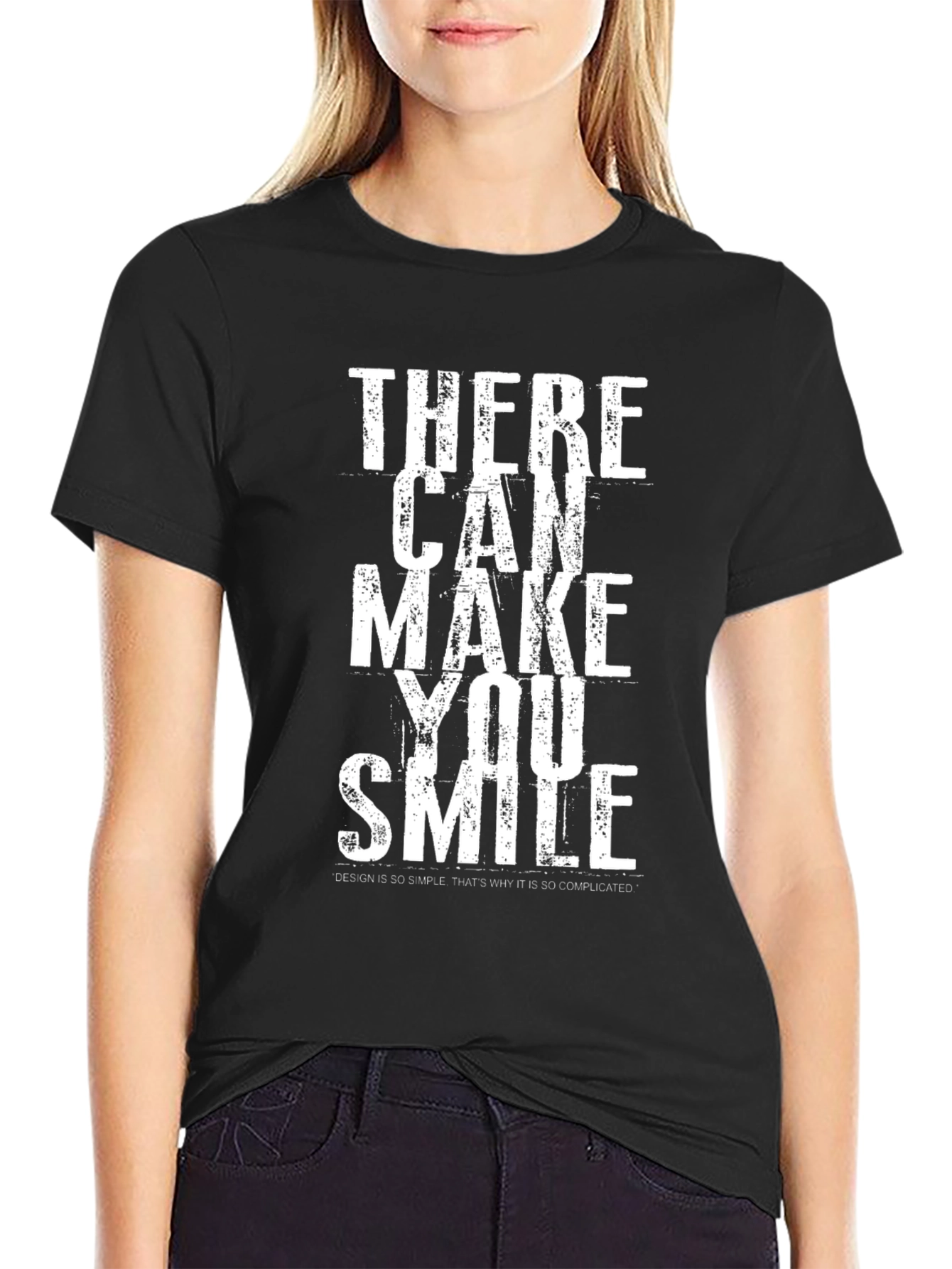 Black Trendy 'Smile' Graphic Tee - Stylish Black T-Shirt view 2