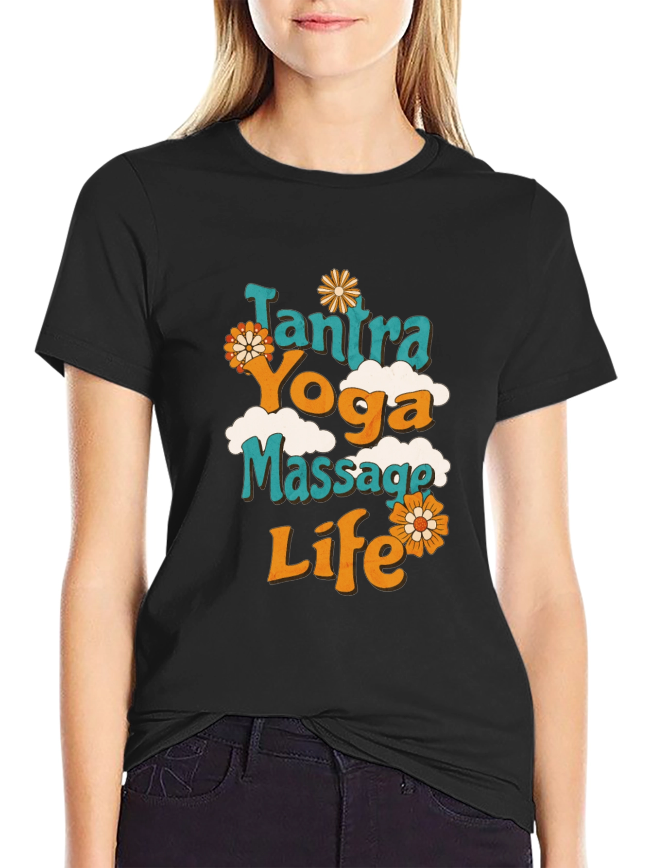 Black Tantra Yoga Massage Life Graphic Tee view 2