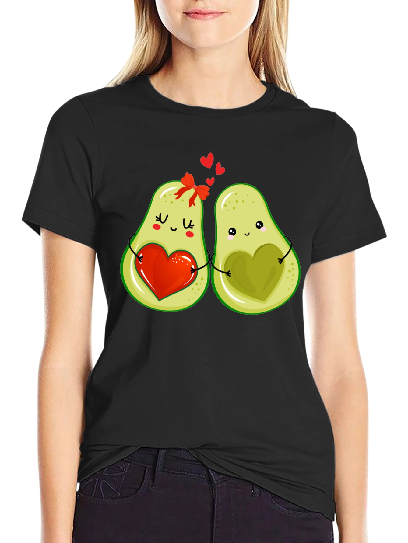 Black Avocado Love T-Shirt - Cute Couple Graphic Tee view 2