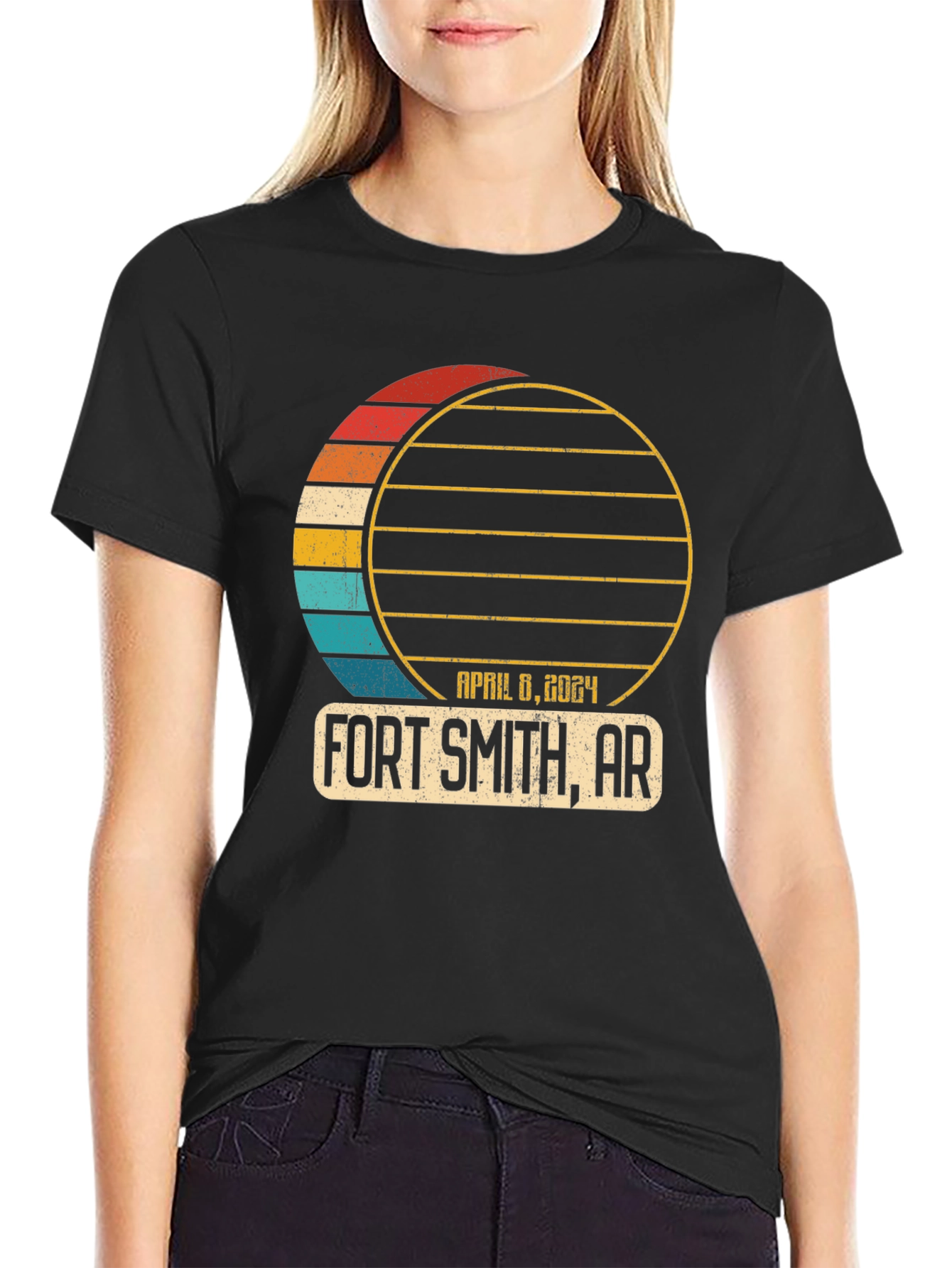 Black Fort Smith AR April 8 2024 Eclipse T-Shirt view 2