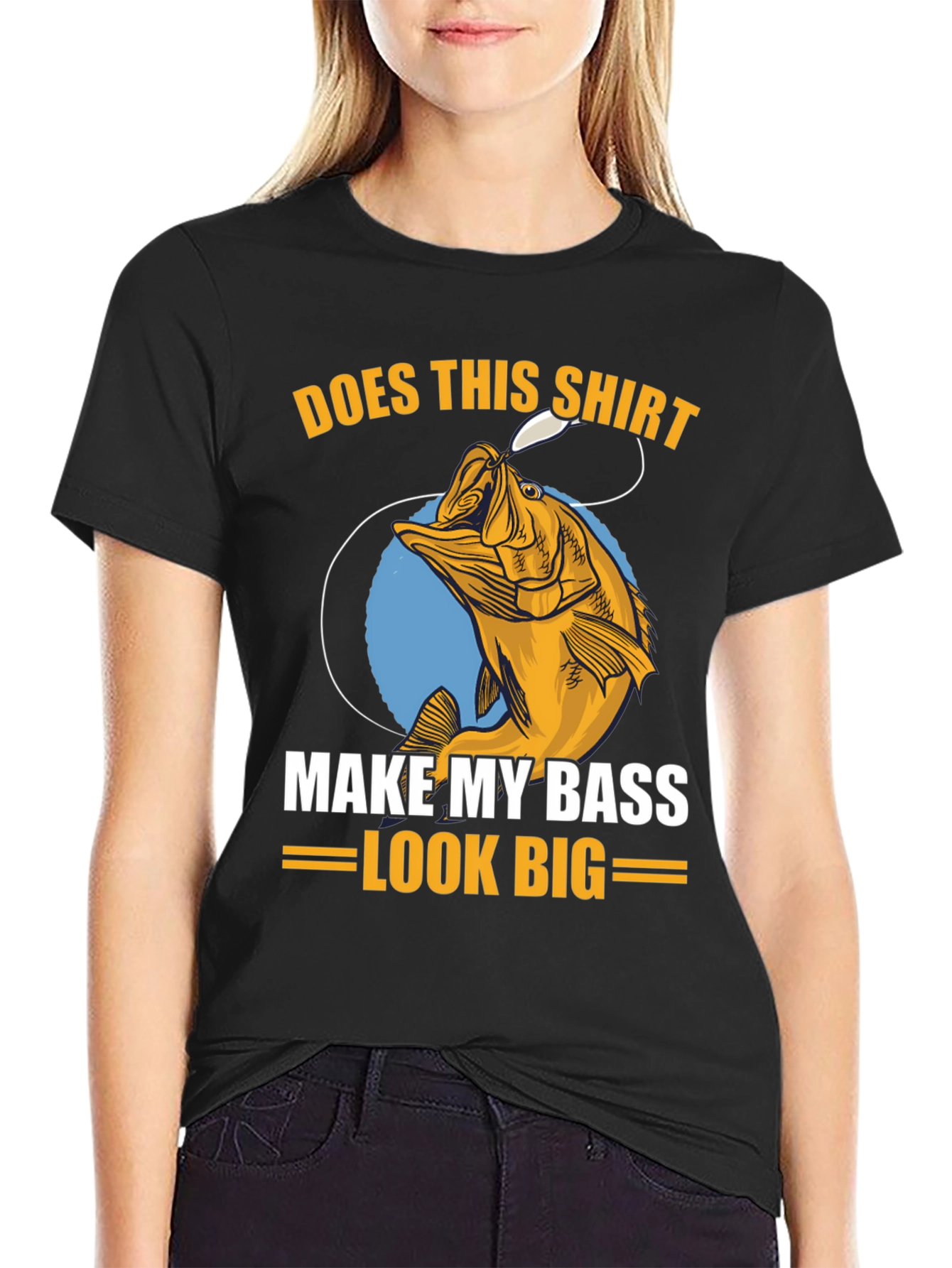 Black Does This Shirt Make My Bass Look Big? Fishing T-Shirt view 2