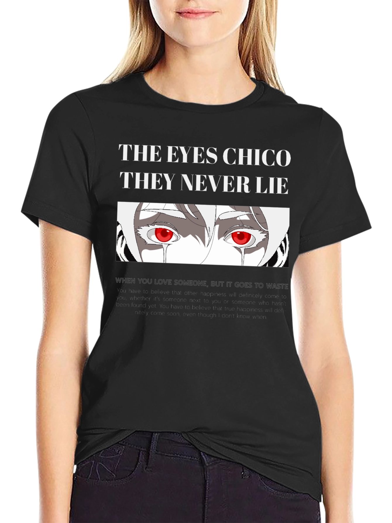 Black The Eyes Chico T-Shirt - Never Lie Graphic Tee view 2