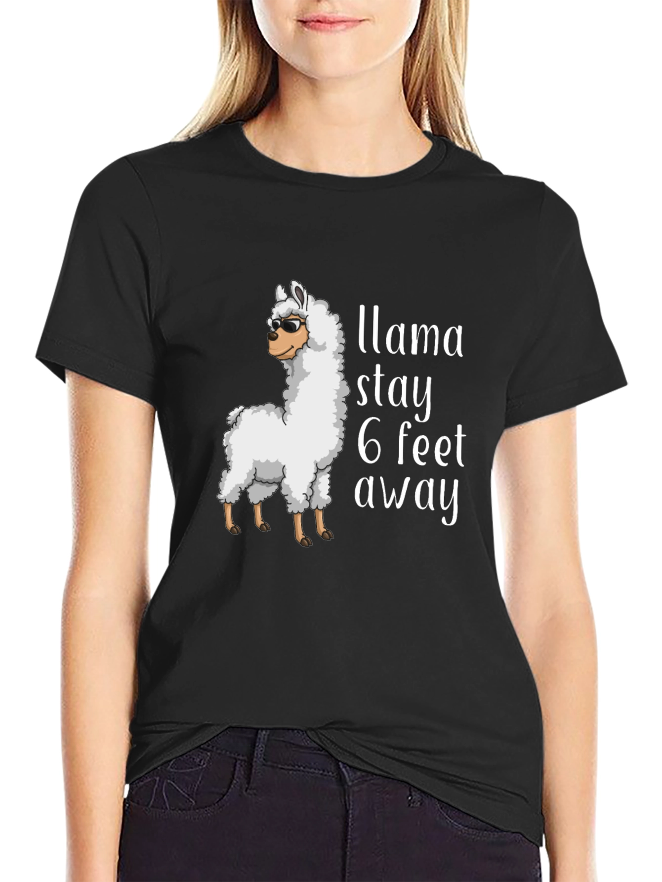 Black Llama Stay Away Graphic Tee - Black T-Shirt view 2