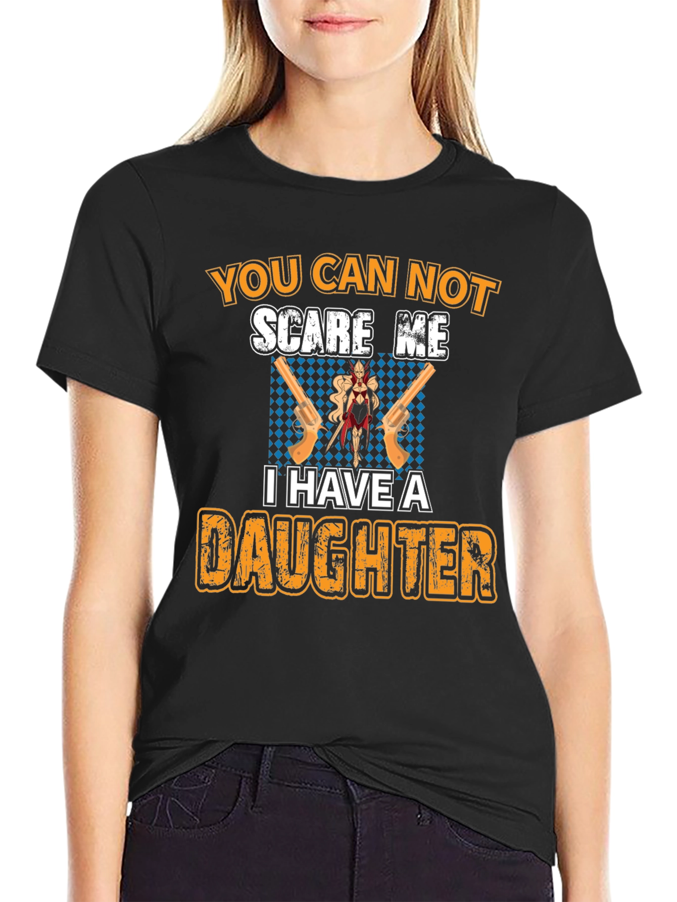 Black You Can Not Scare Me T-Shirt - Dad & Daughter  view 2