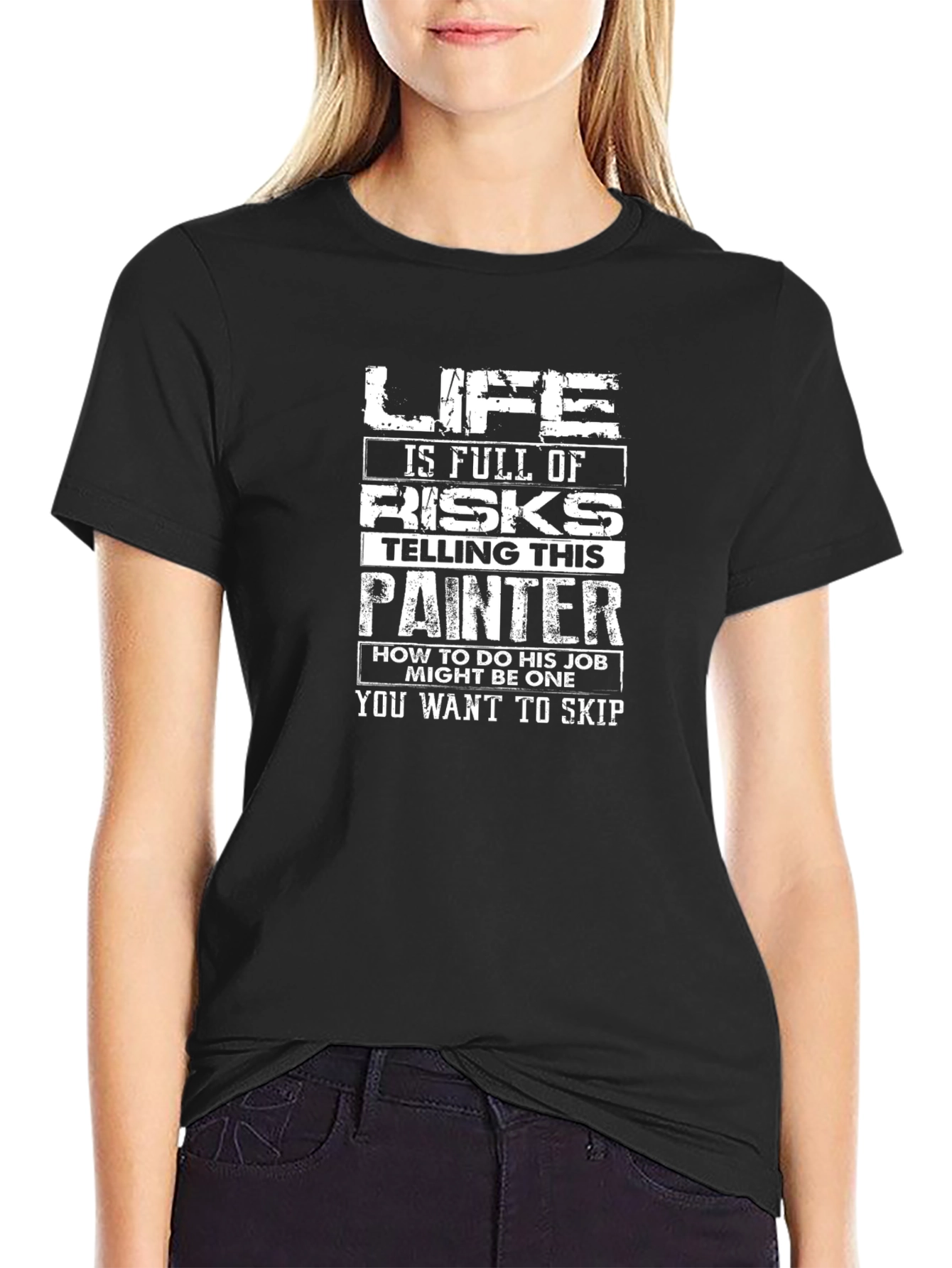 Black Painter Humor Graphic Tee - Life is Full of Risks view 2