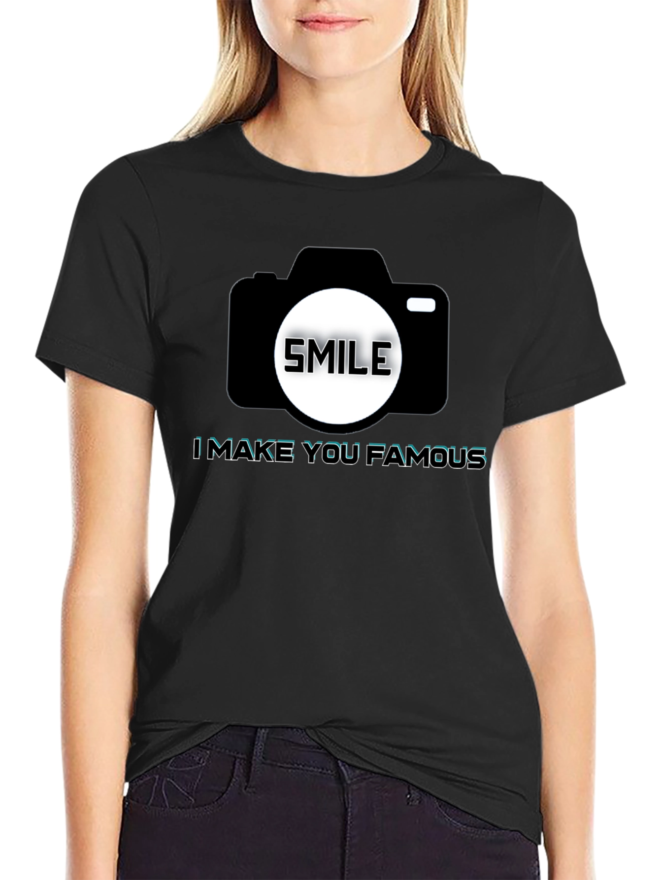 Black Smile Camera T-Shirt - Make You Famous view 2