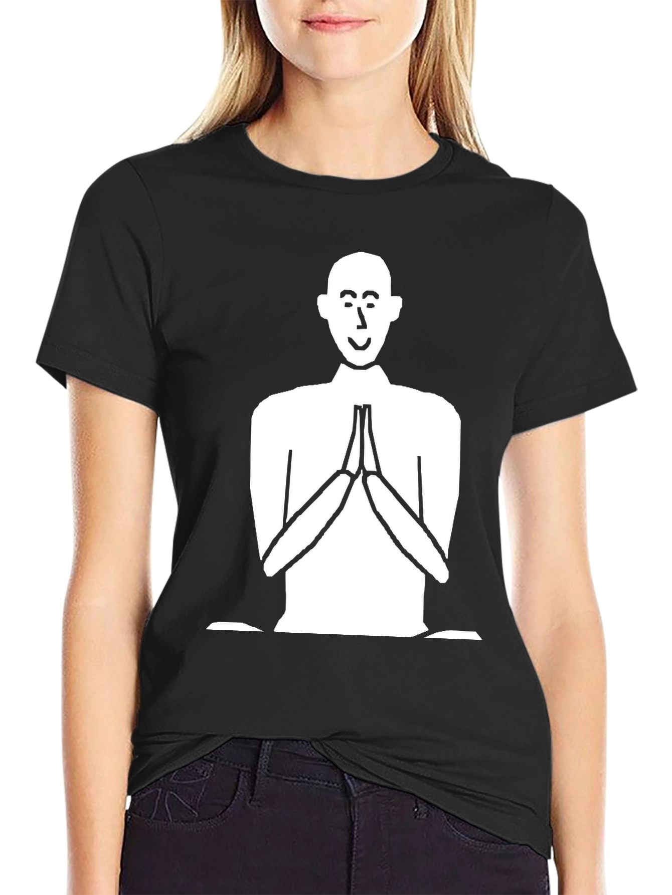Black Namaste Graphic Tee - Black Crew Neck T-Shirt view 2