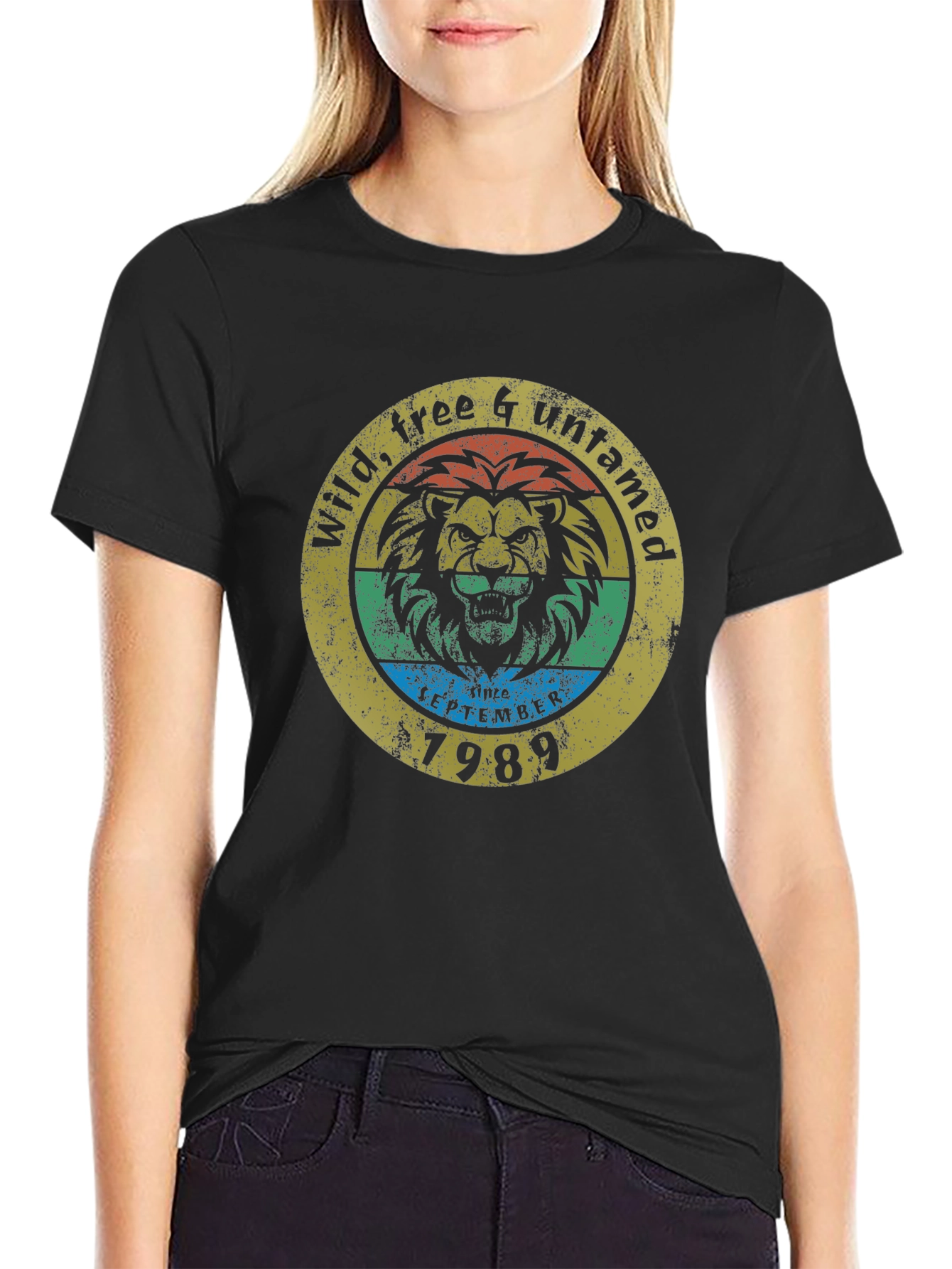Black Wild, Free & Untamed Lion 1989 Graphic Tee view 2