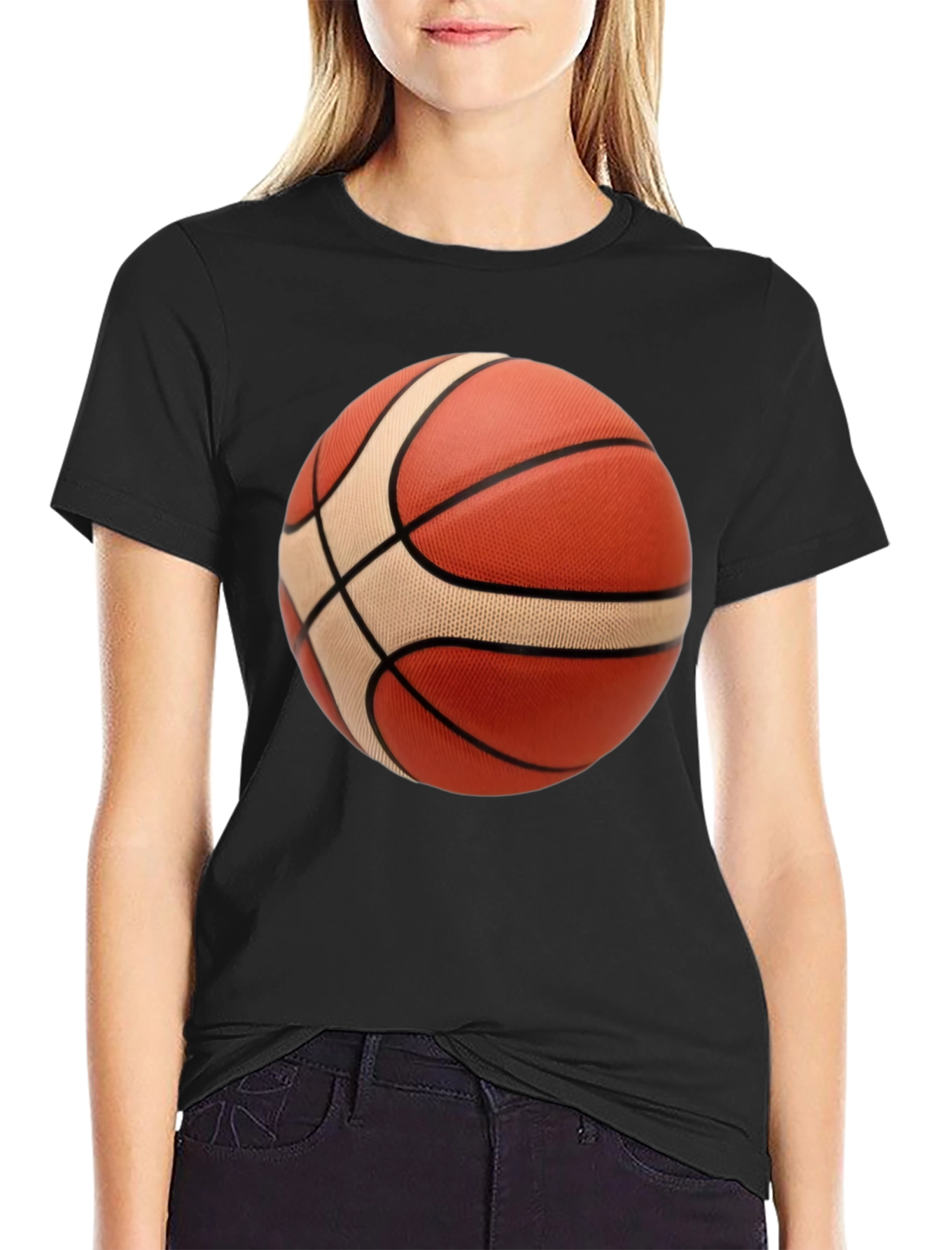 Black Basketball Graphic Tee - Black Cotton Blend view 2