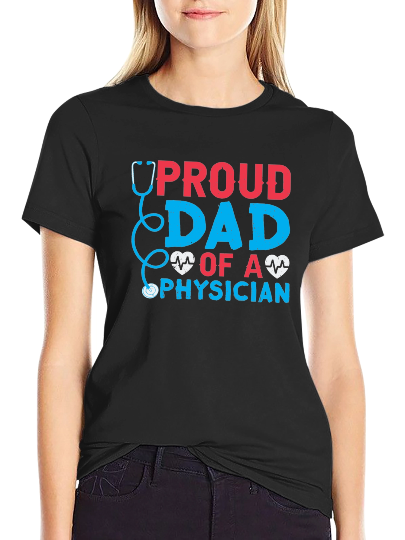 Black Proud Dad of a Physician T-Shirt view 2