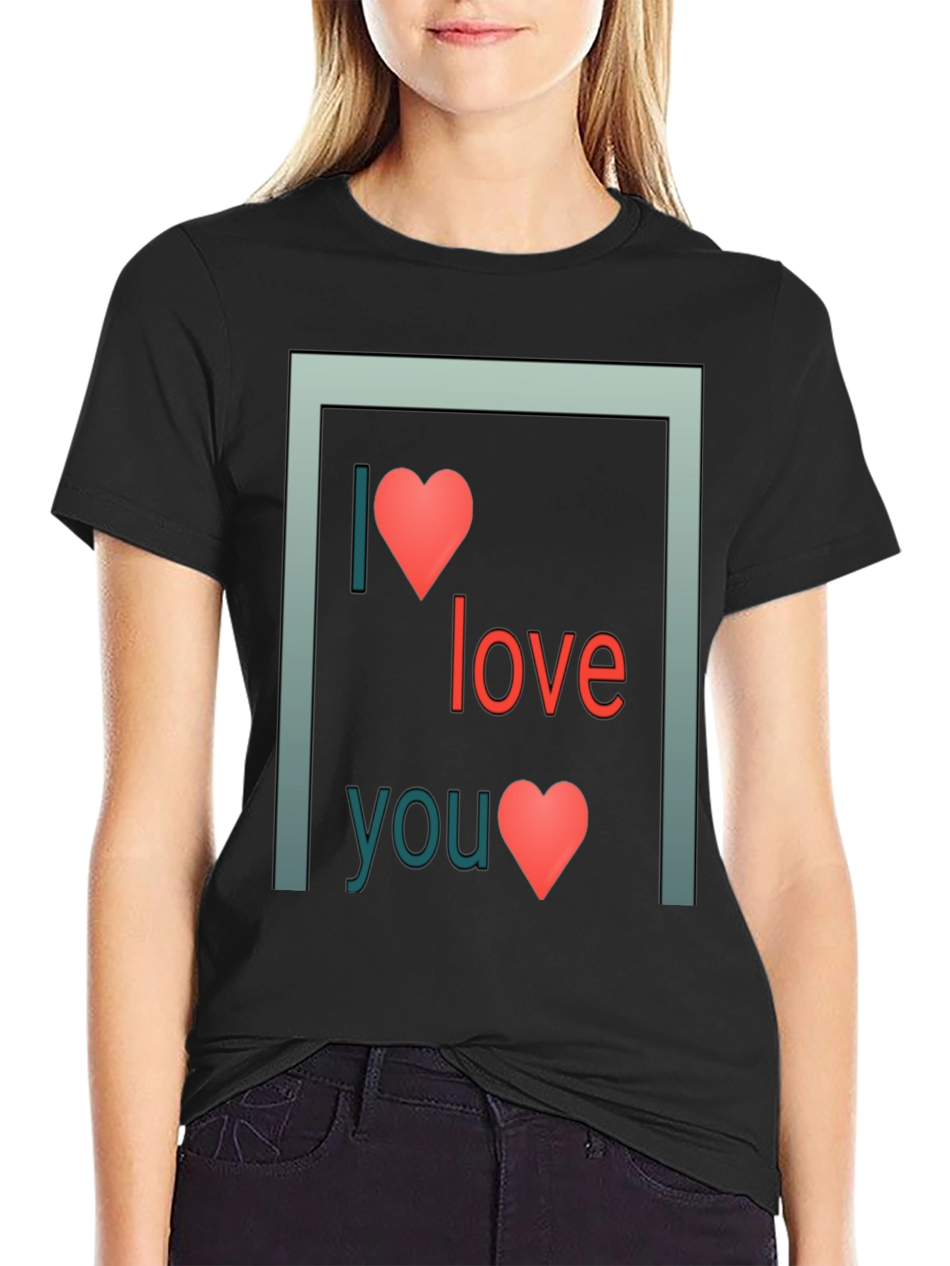 Black I Love You Graphic Tee - Black view 2