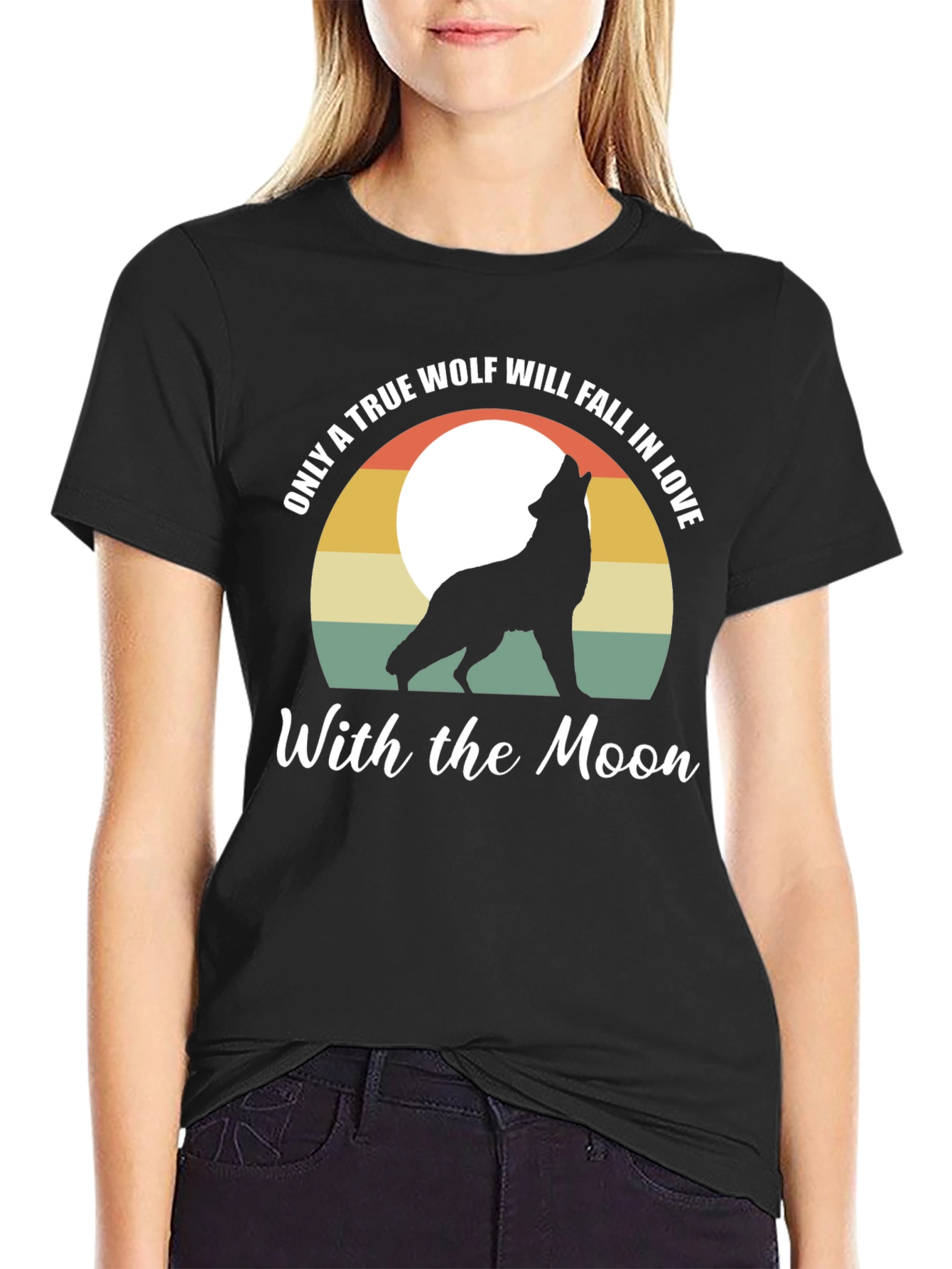 Black Wolf Moon Graphic Tee - Men's Black T-Shirt view 2