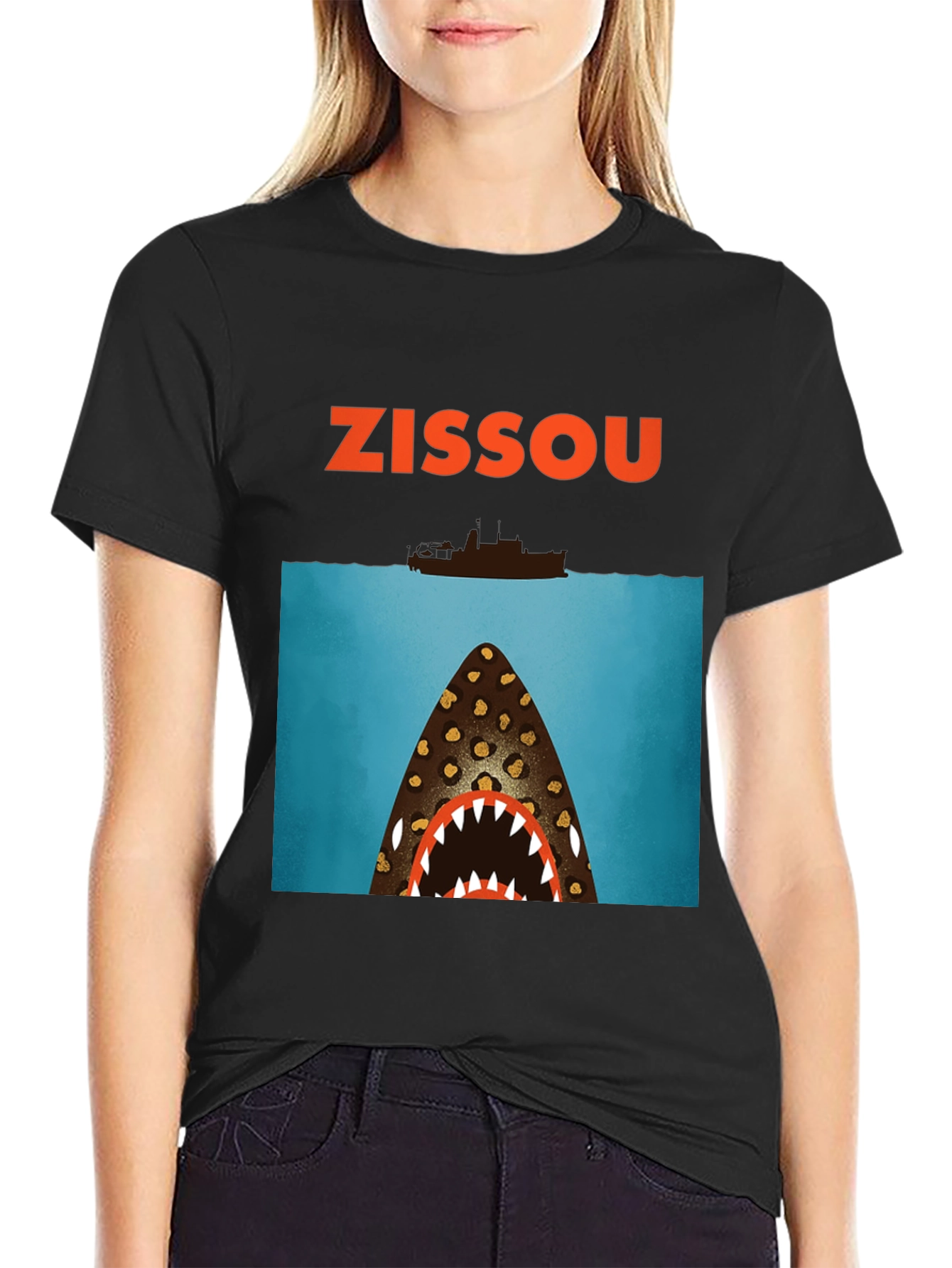Black Zissou Shark Graphic Tee view 2