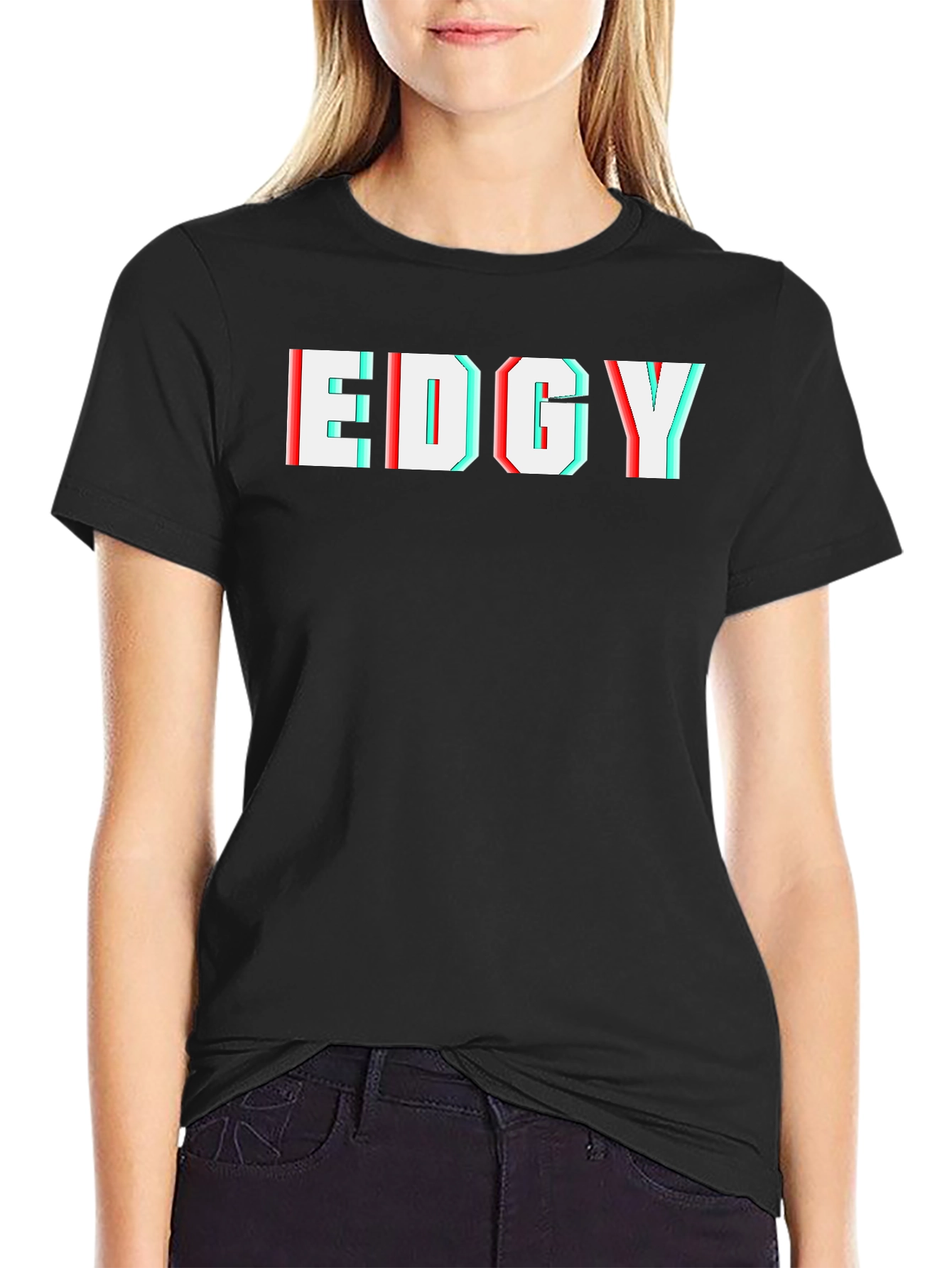 Black Edgy 3D Effect Black T-Shirt view 2