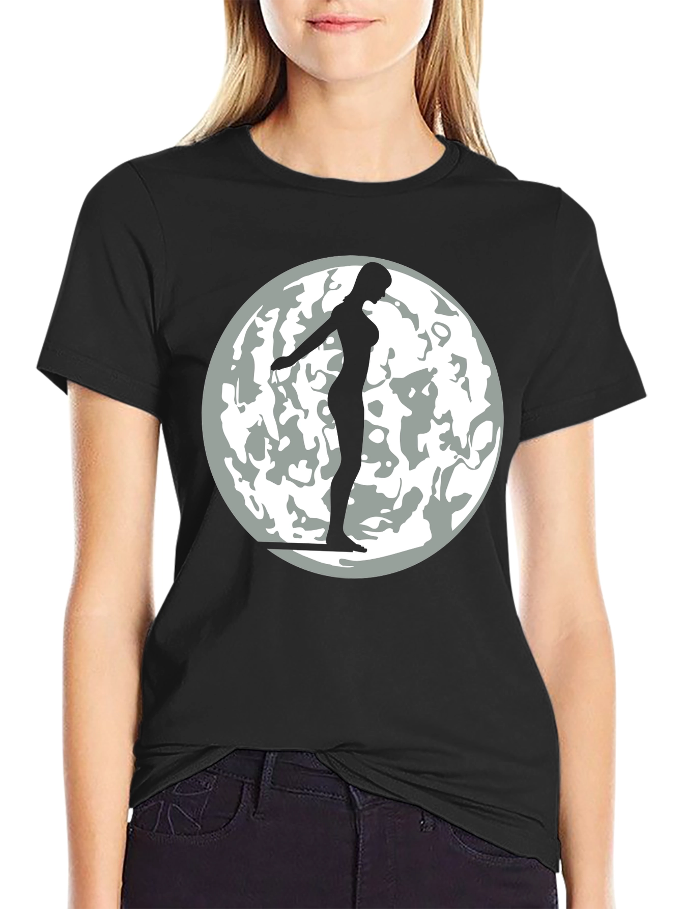 Black Silhouette Moon T-Shirt - Black Graphic Tee view 2