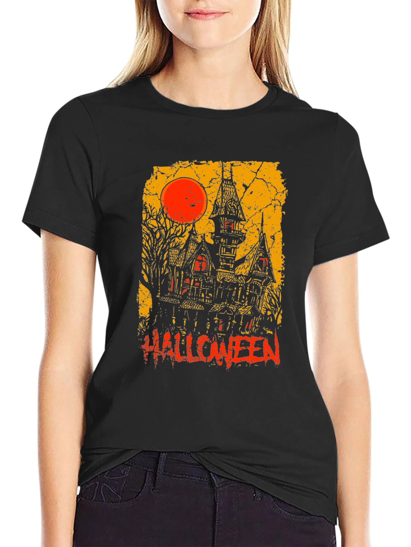 Halloween Haunted House Graphic Tee - 2