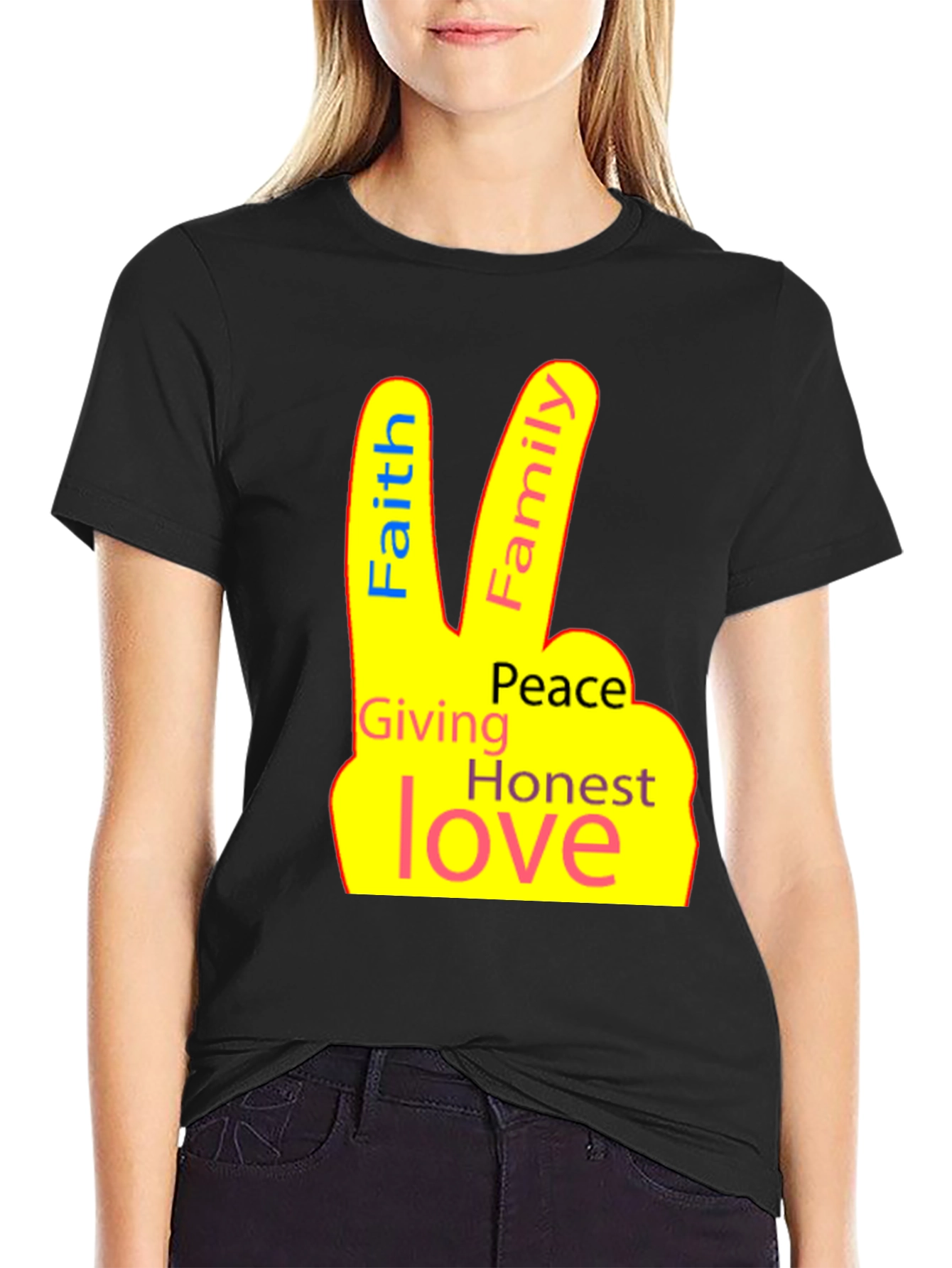Black Faith, Family, Love Peace T-Shirt view 2
