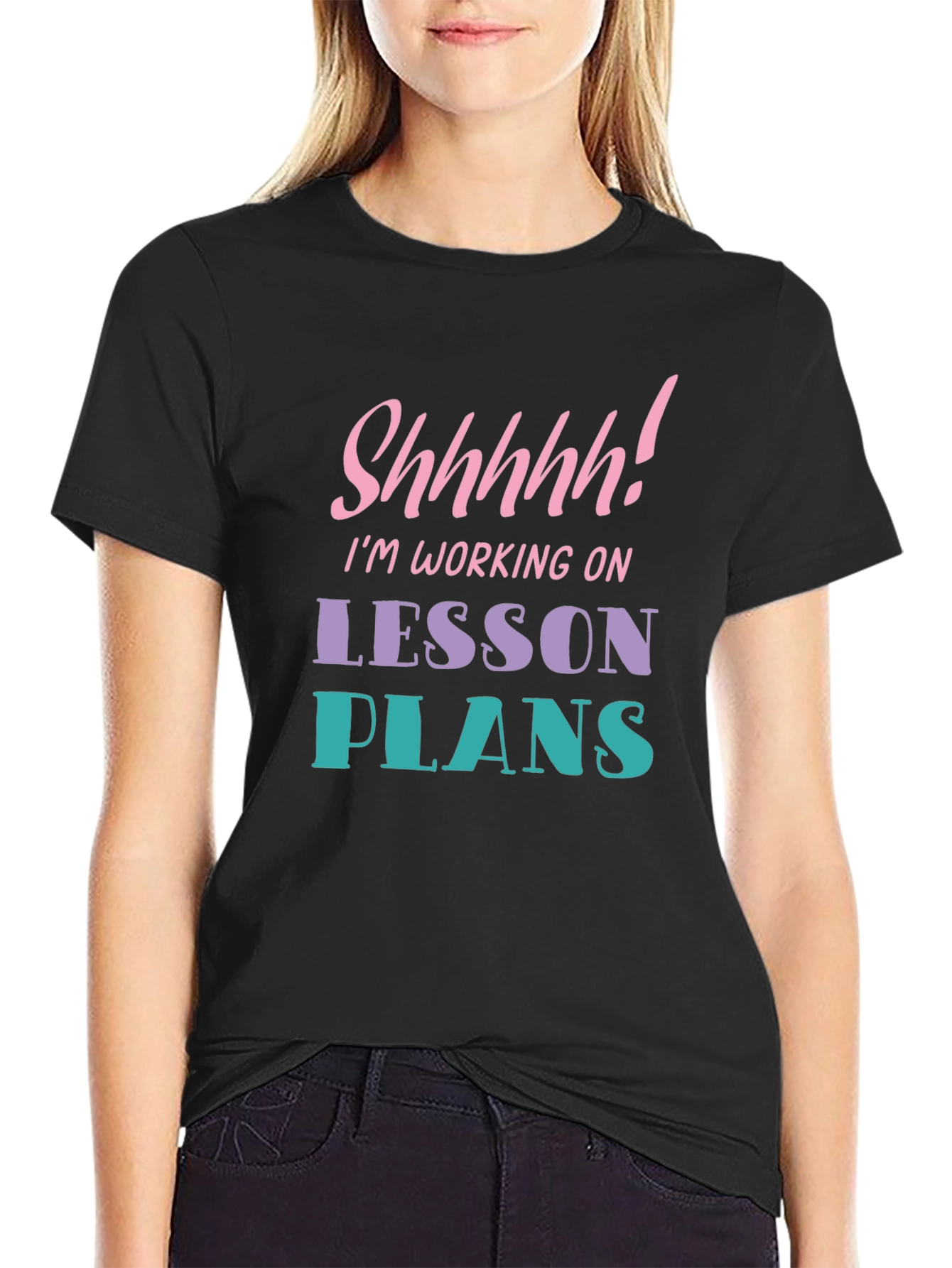 Black Funny Teacher T-Shirt - Lesson Plans view 2
