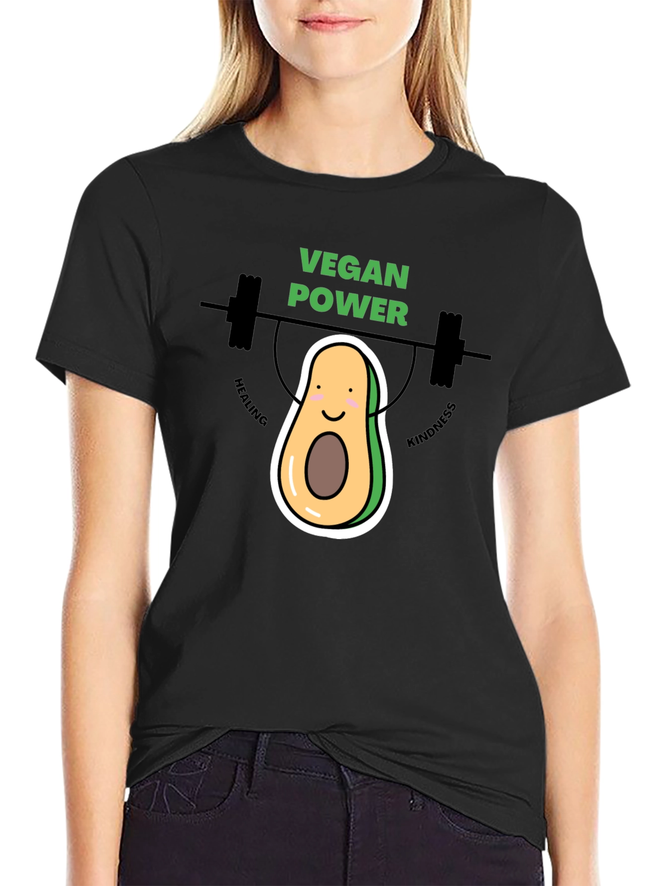 Black Vegan Power Avocado Graphic Tee view 2