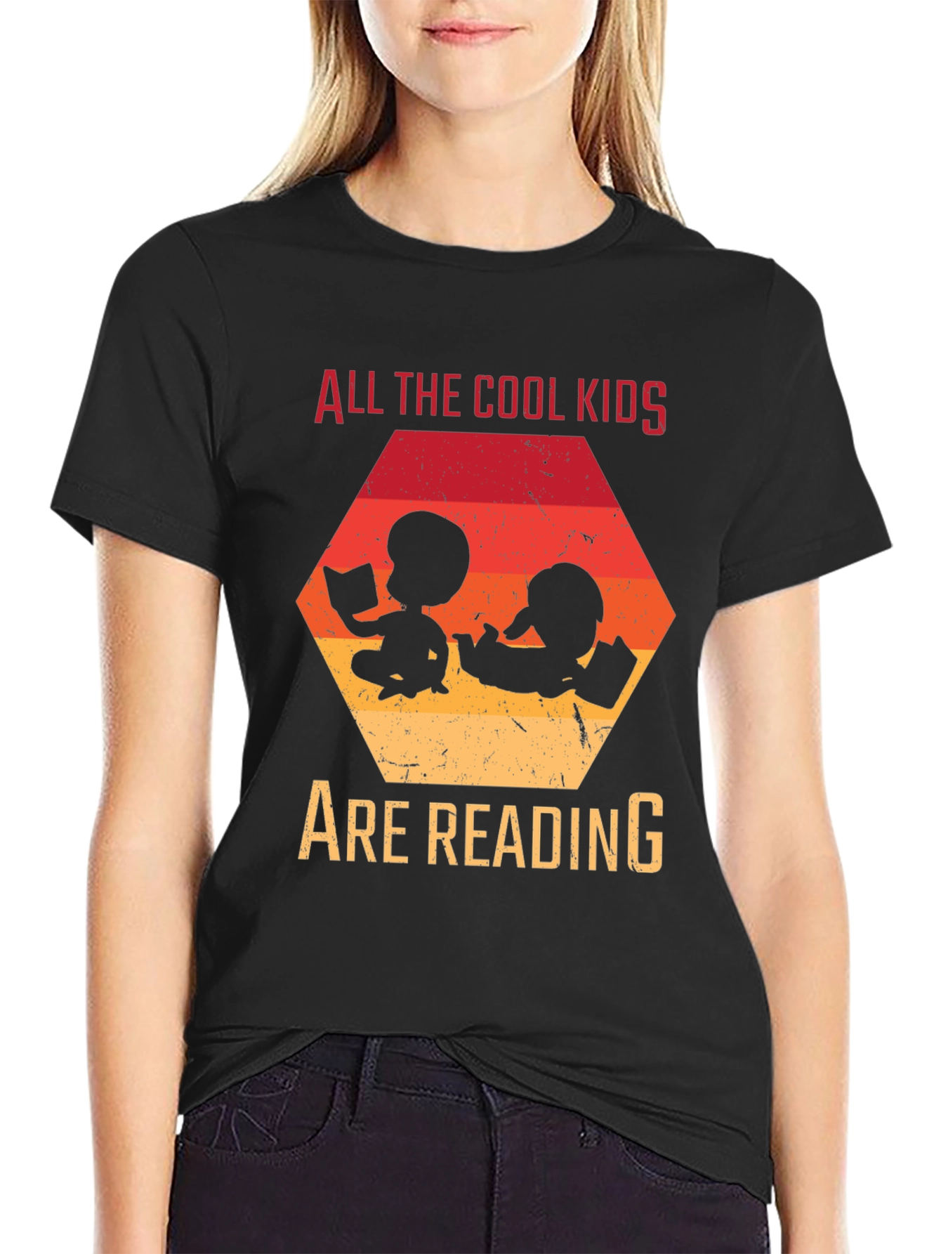 Black Cool Kids Reading Graphic Tee - Black T-Shirt view 2