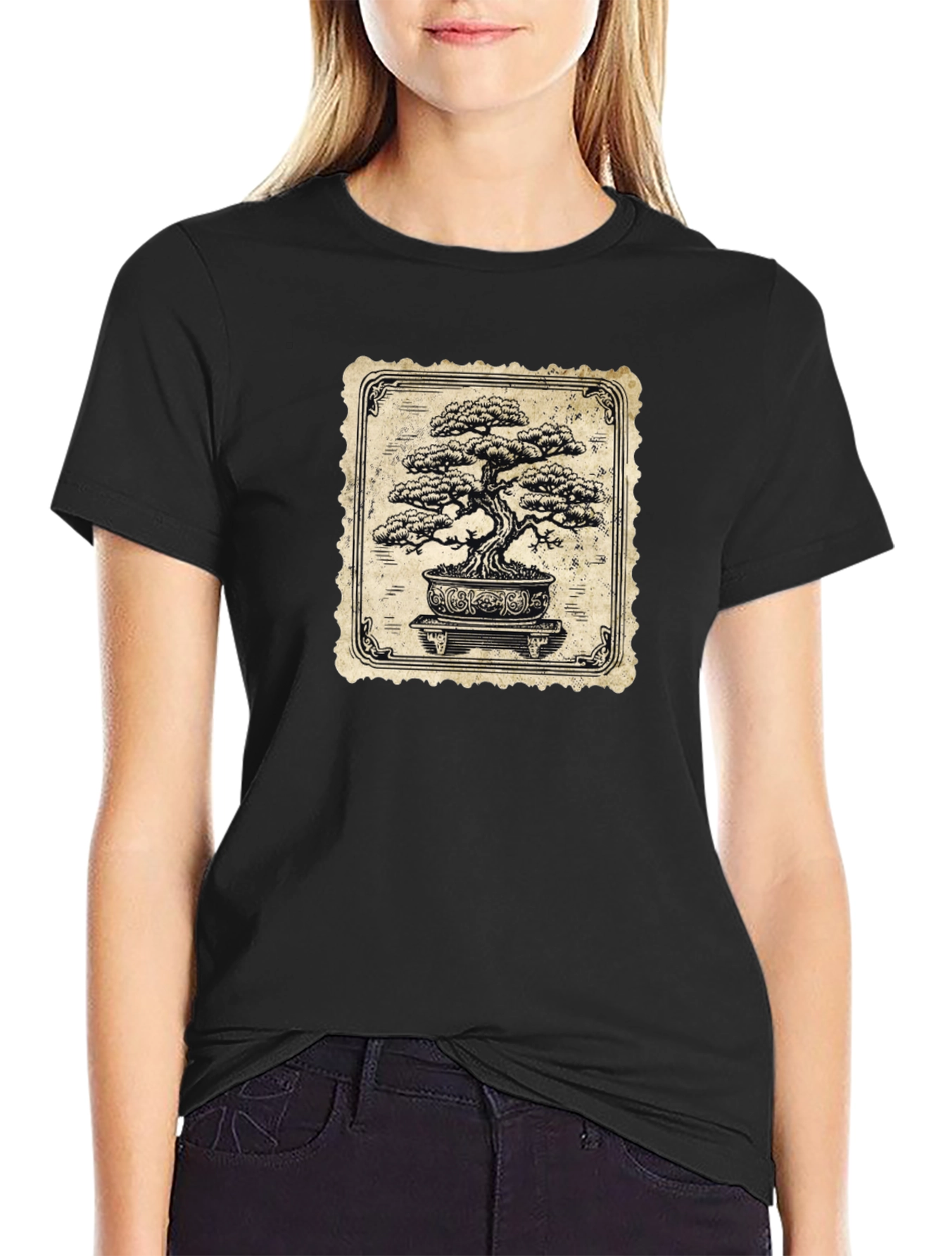 Black Bonsai Tree Graphic Tee - Stylish & Unique view 2