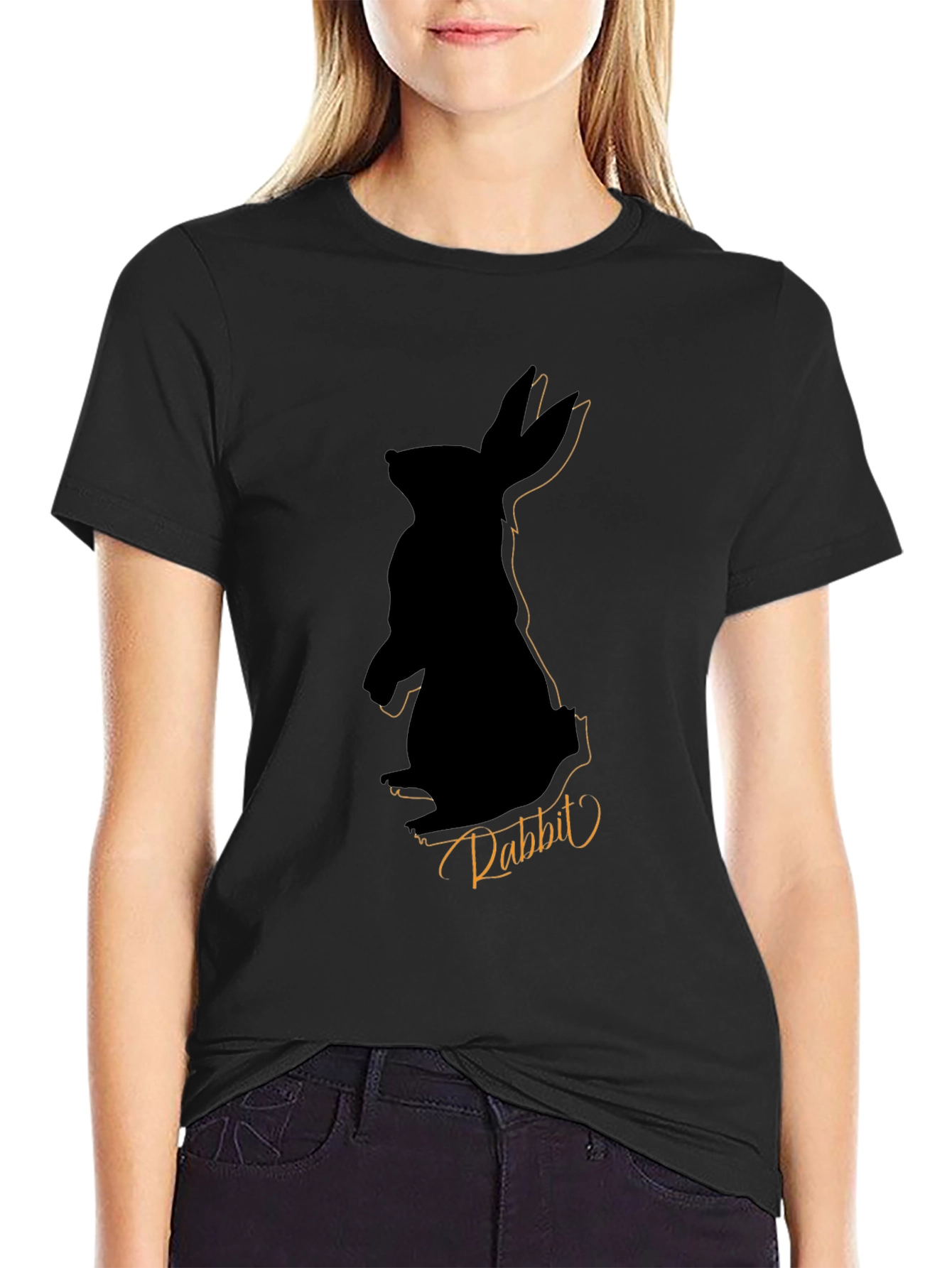 Black Men's Black Rabbit Silhouette Graphic Tee view 2