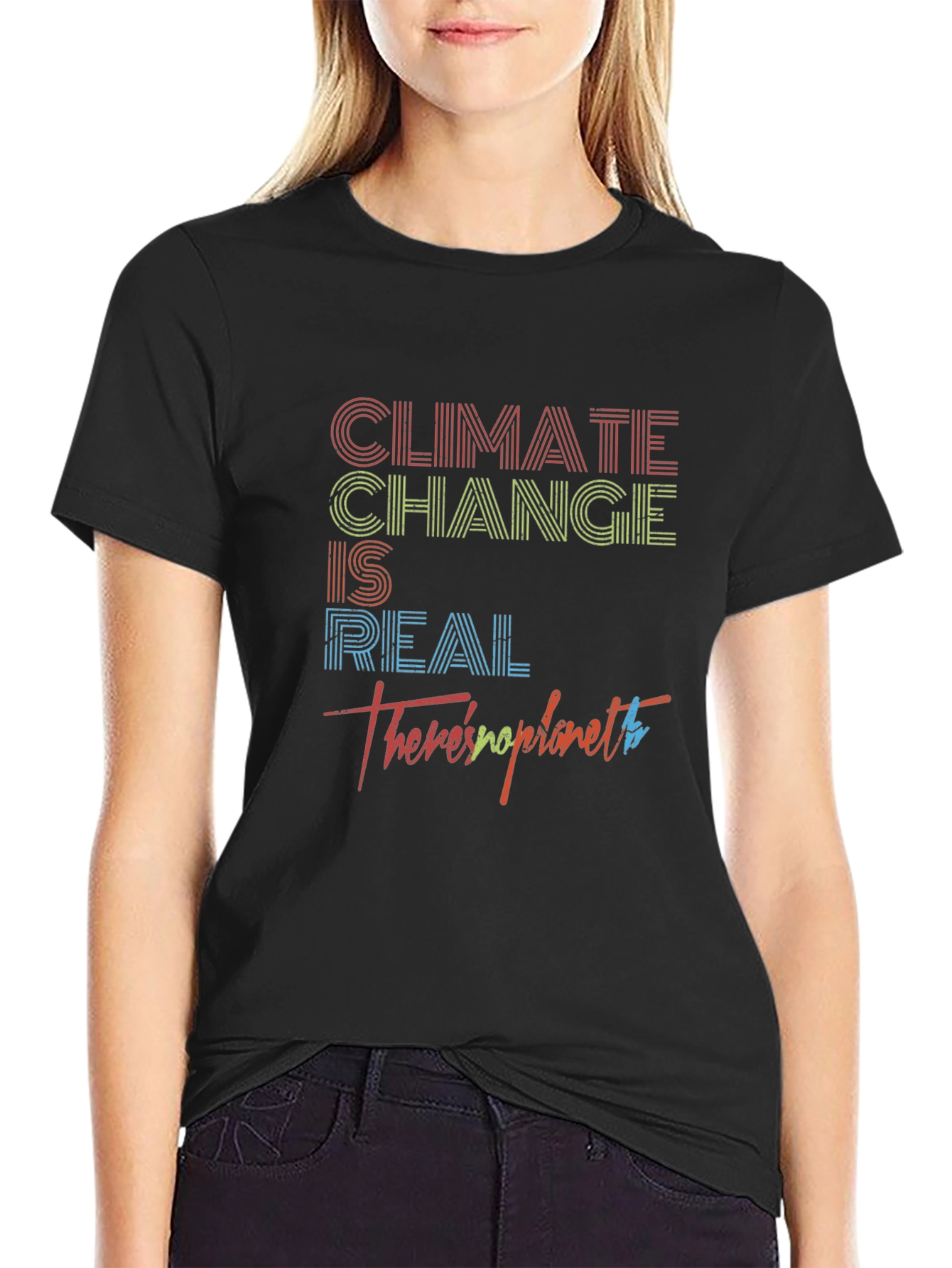 Black Climate Change is Real Graphic T-Shirt view 2