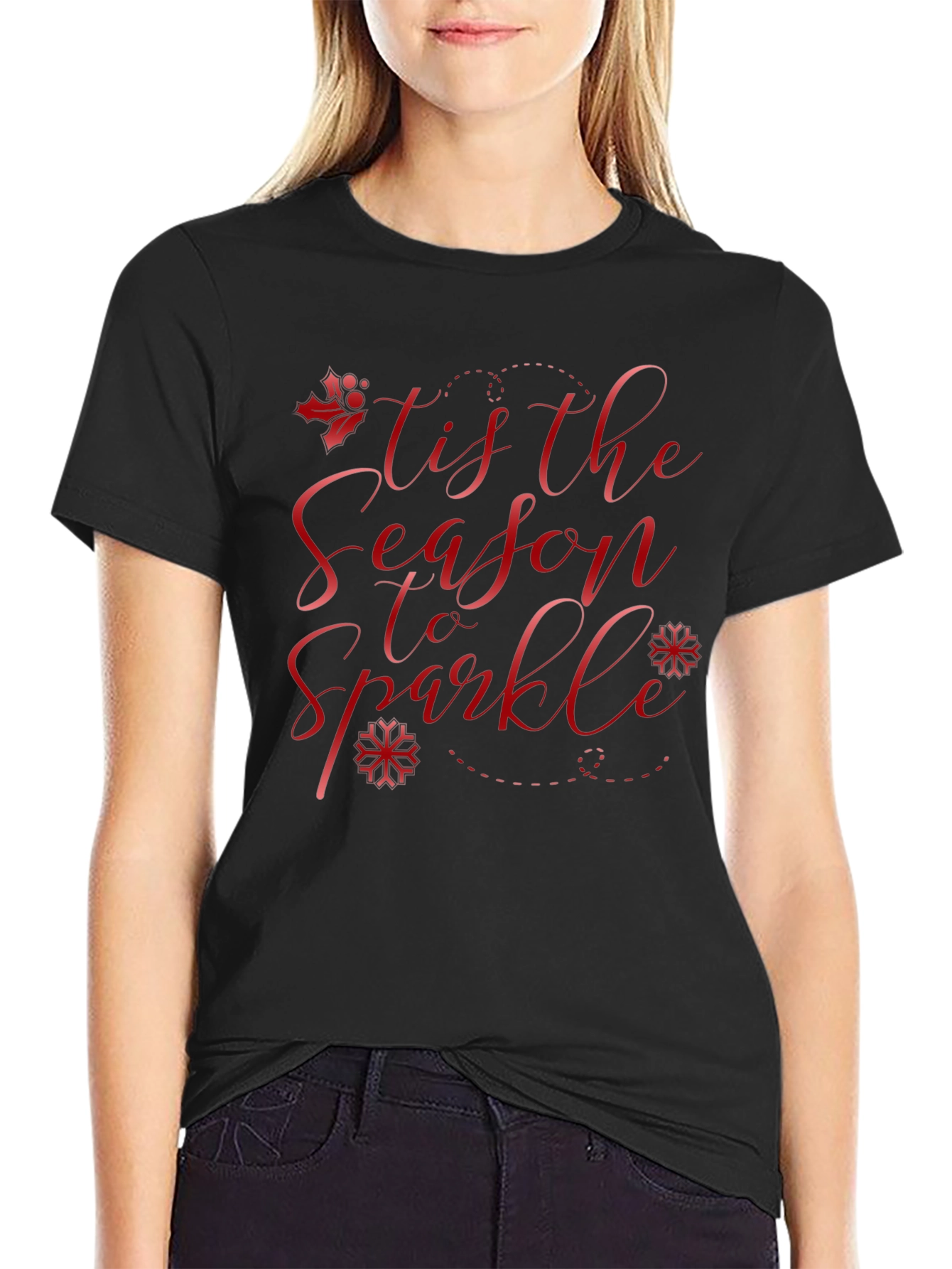 Black 'Tis the Season to Sparkle' Holiday T-Shirt view 2