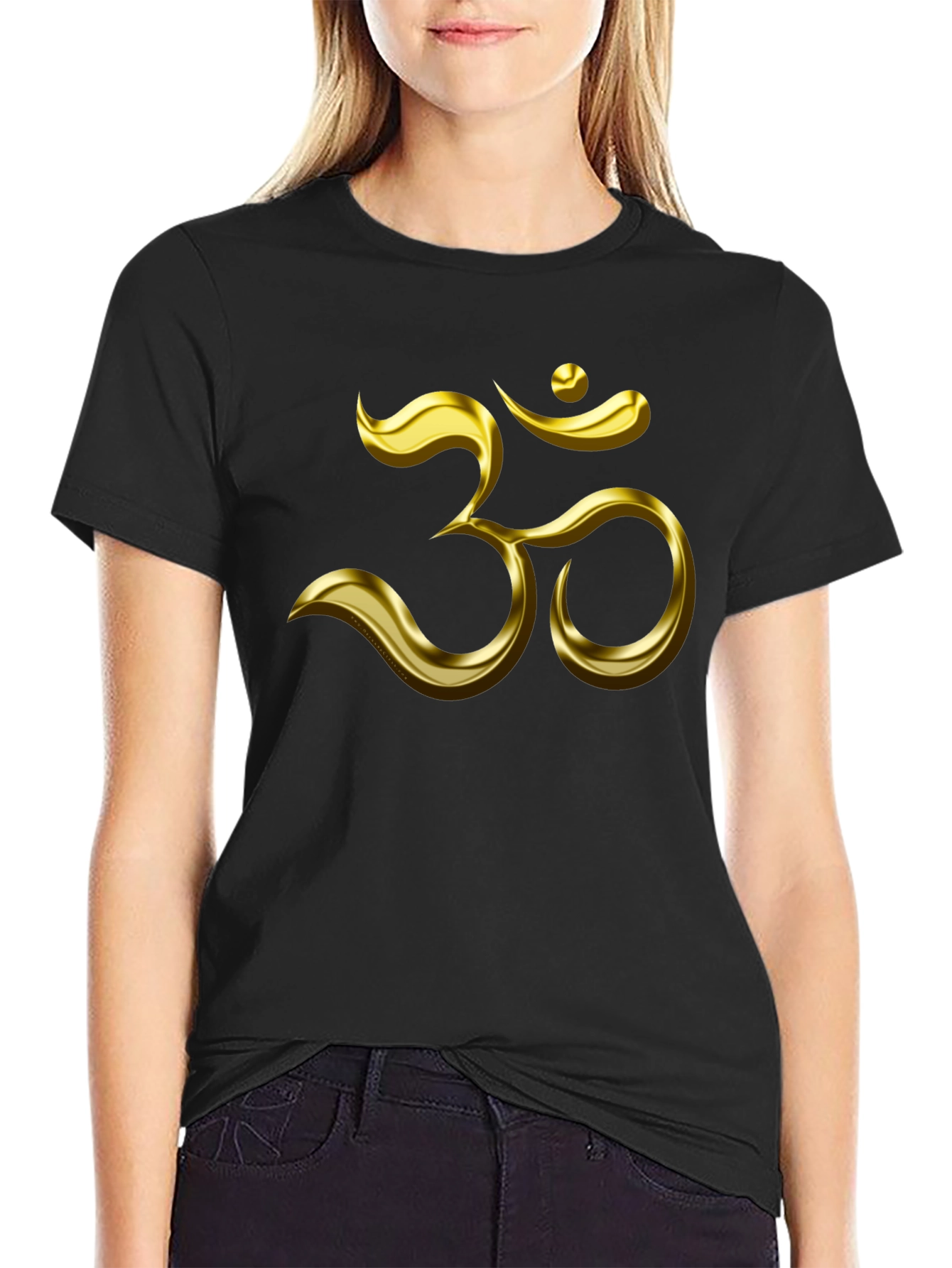 Black Om Symbol Black T-Shirt view 2