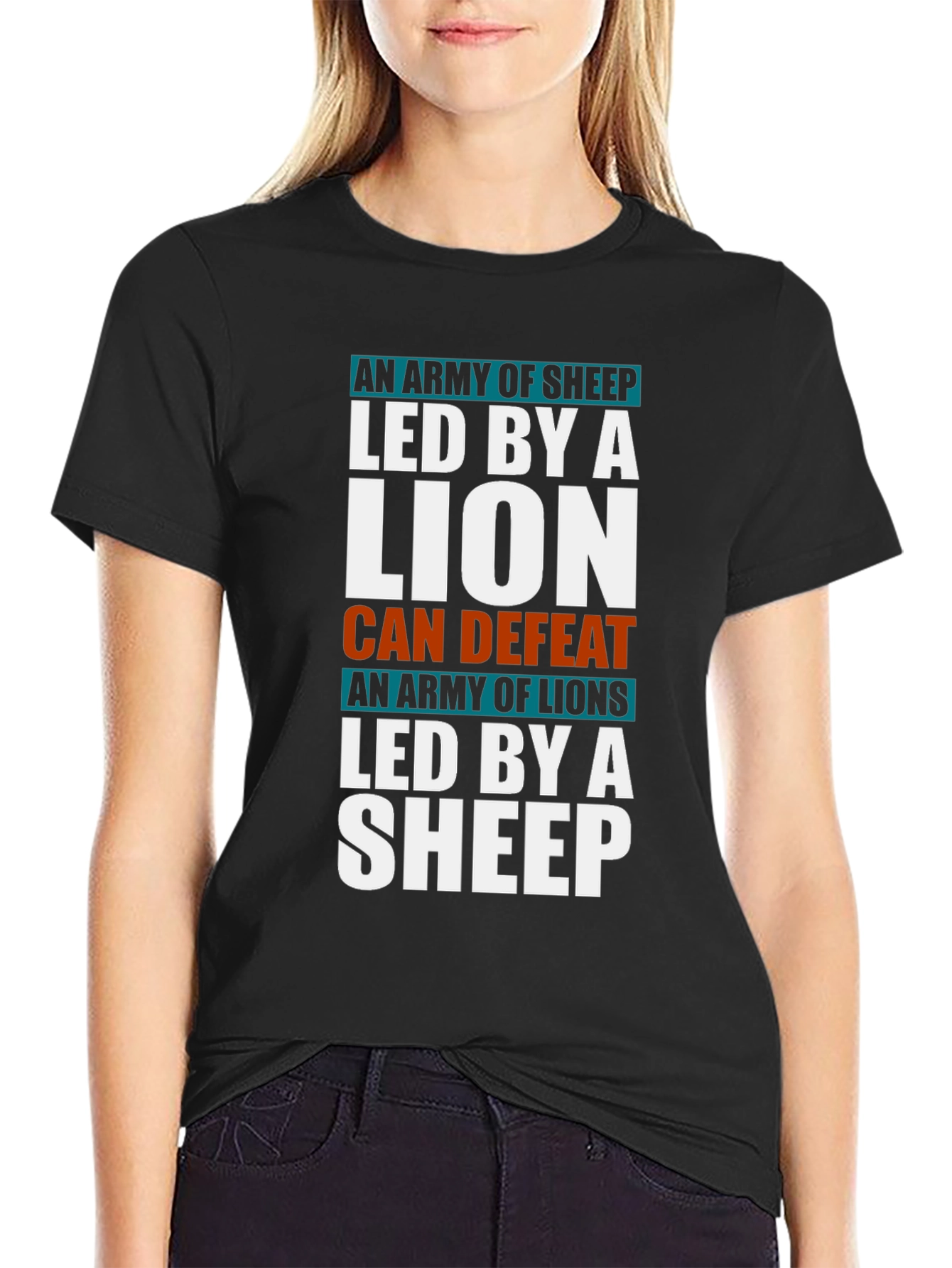 Black Lion and Sheep T-Shirt - Leadership & Strength view 2