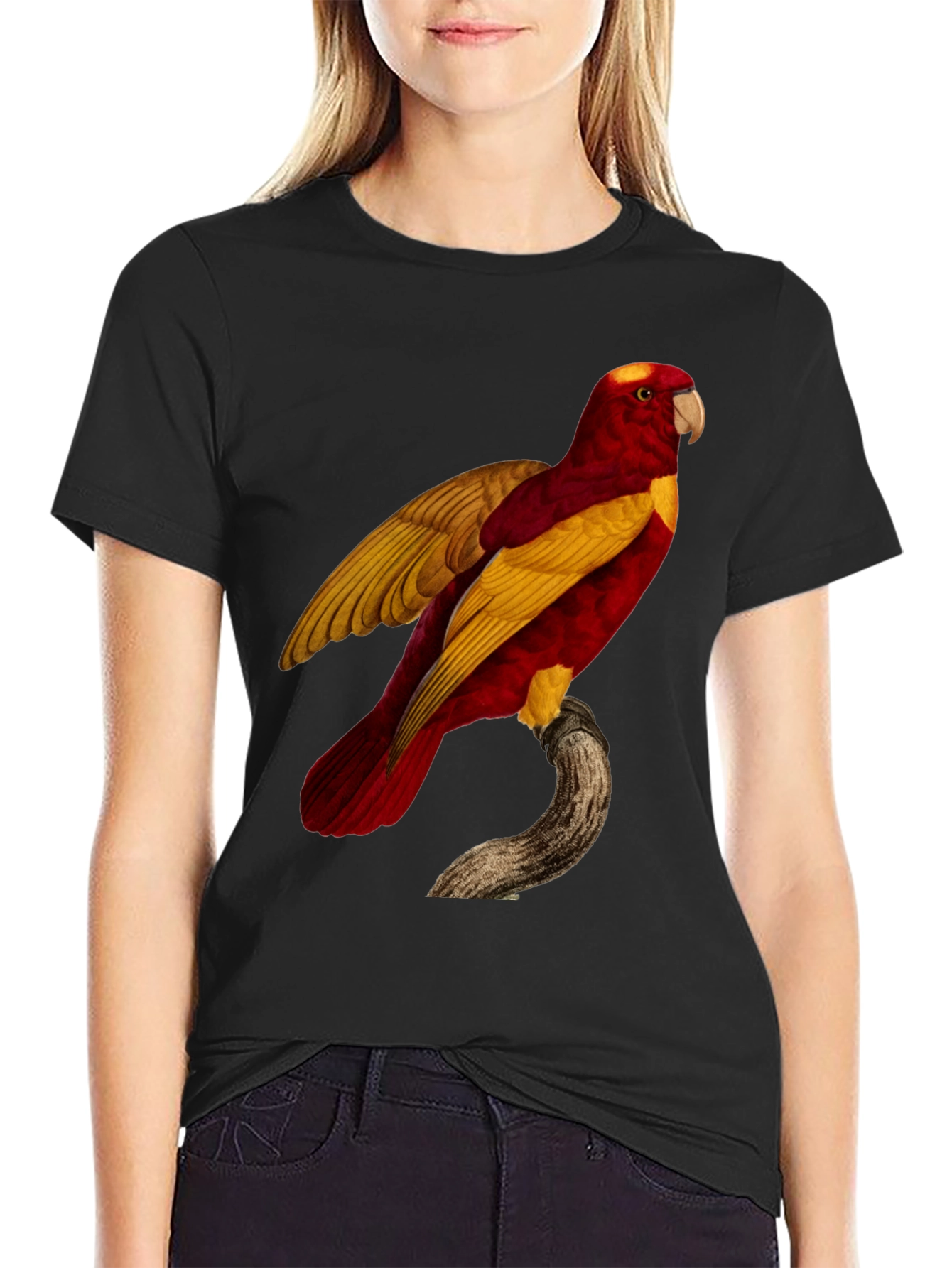 Black Exotic Parrot Graphic Tee view 2