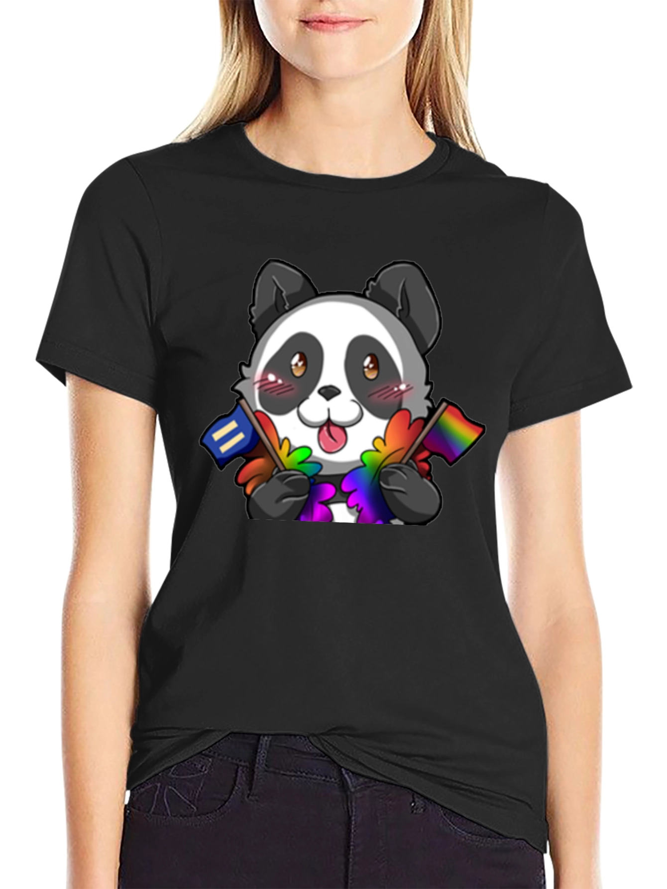 Black Pride Panda T-Shirt - LGBTQ+ Supporter Tee view 2