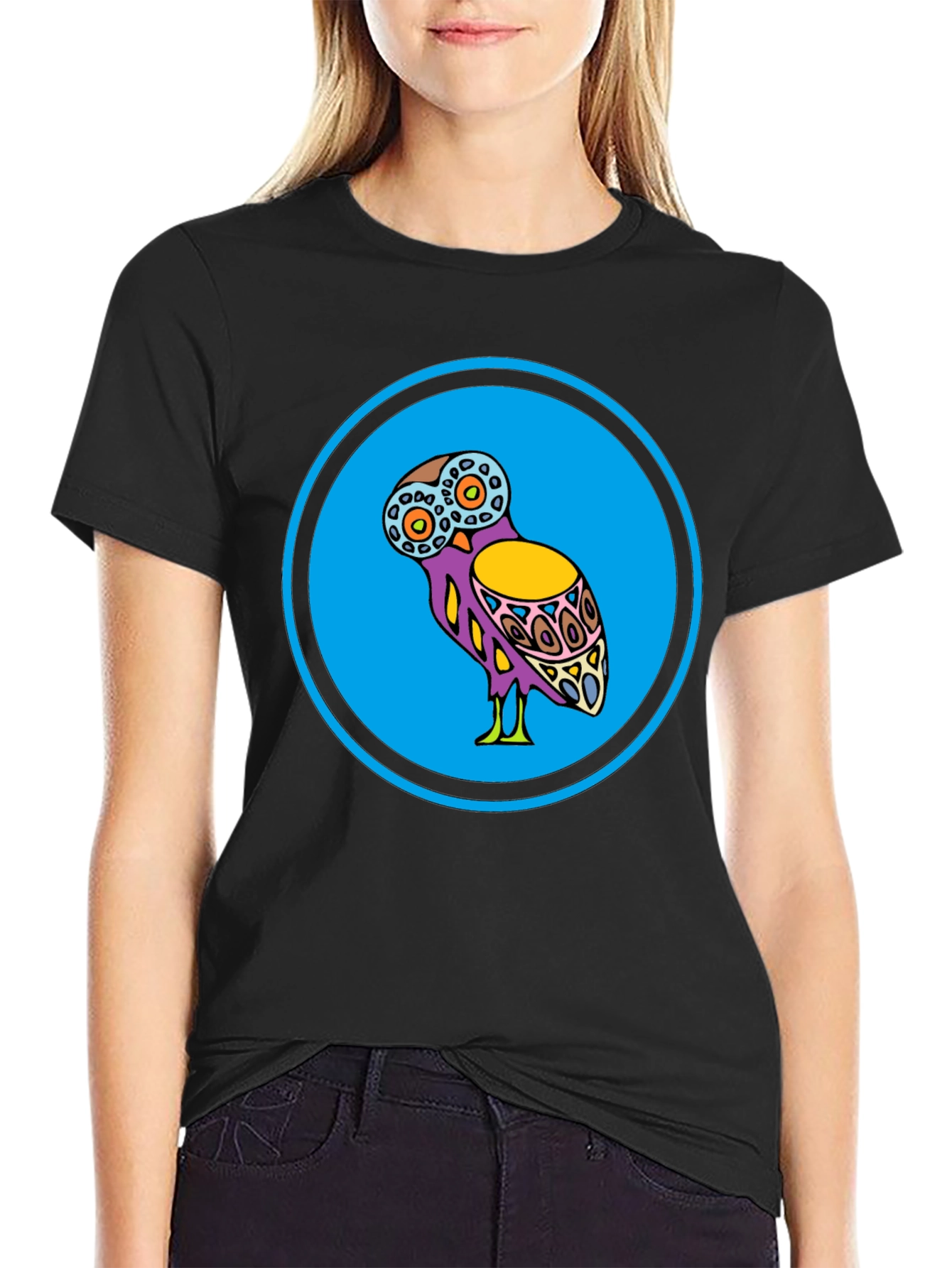 Black Owl Graphic Print Tee - Stylish & Unique Design view 2