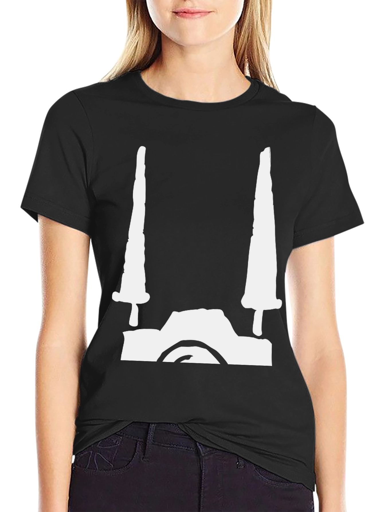 Black Edgy Swords Graphic Tee - Black Cotton Blend view 2