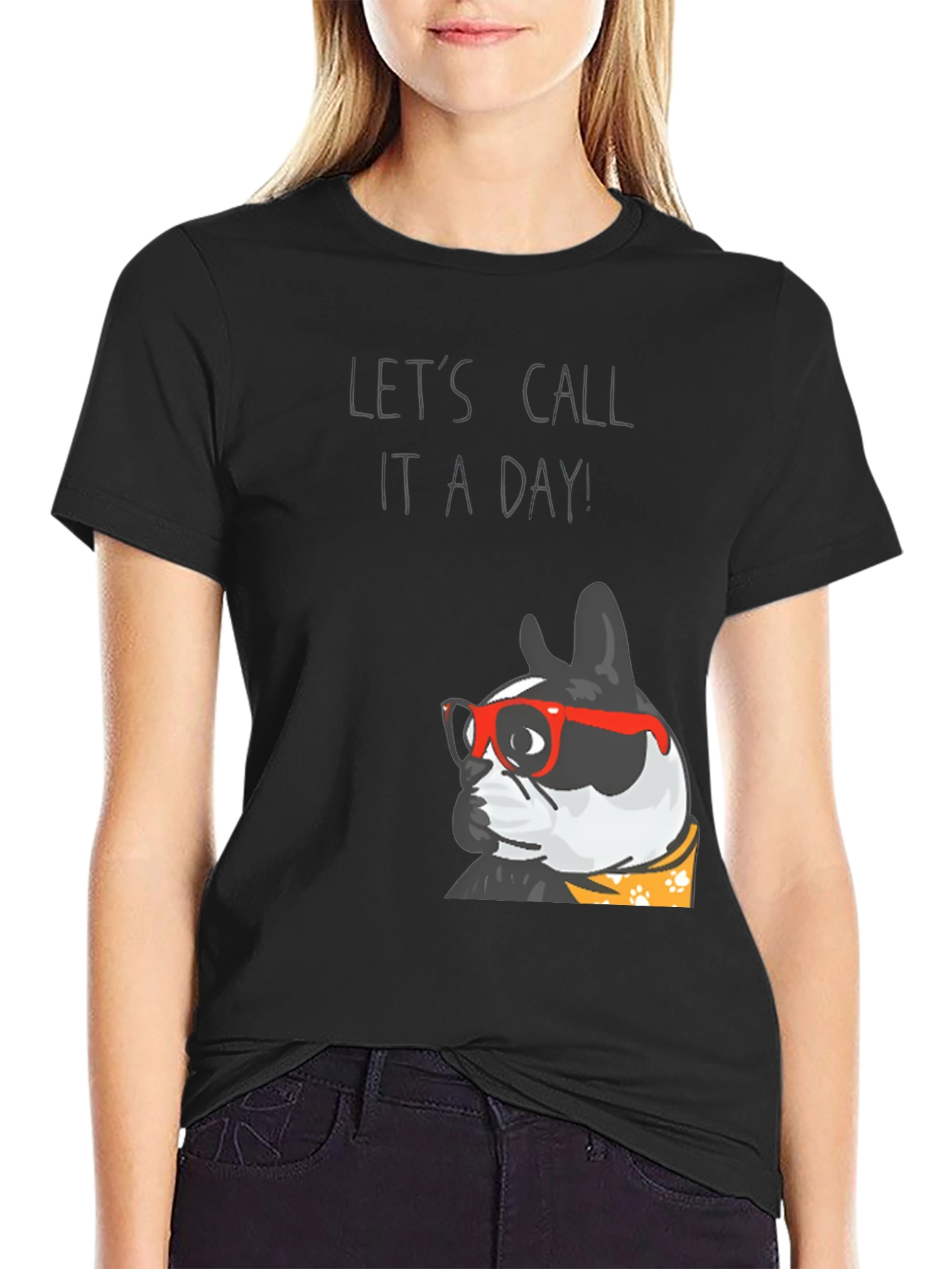 Black Let's Call It A Day Dog T-Shirt view 2