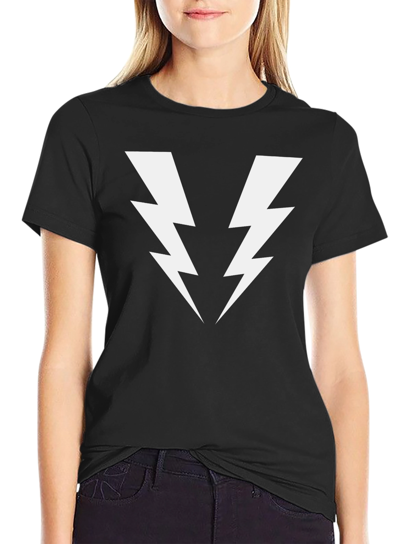 Black Bold Lightning Bolt Graphic Tee - Black view 2